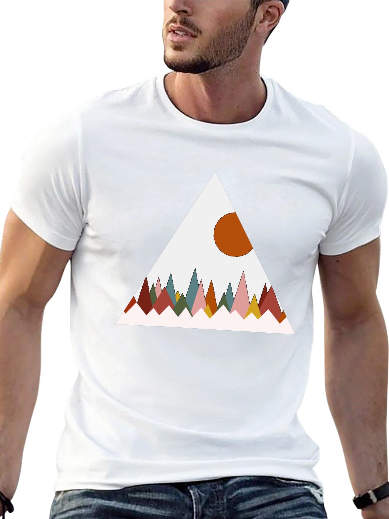 Geometric Mountain Graphic Tee - Black