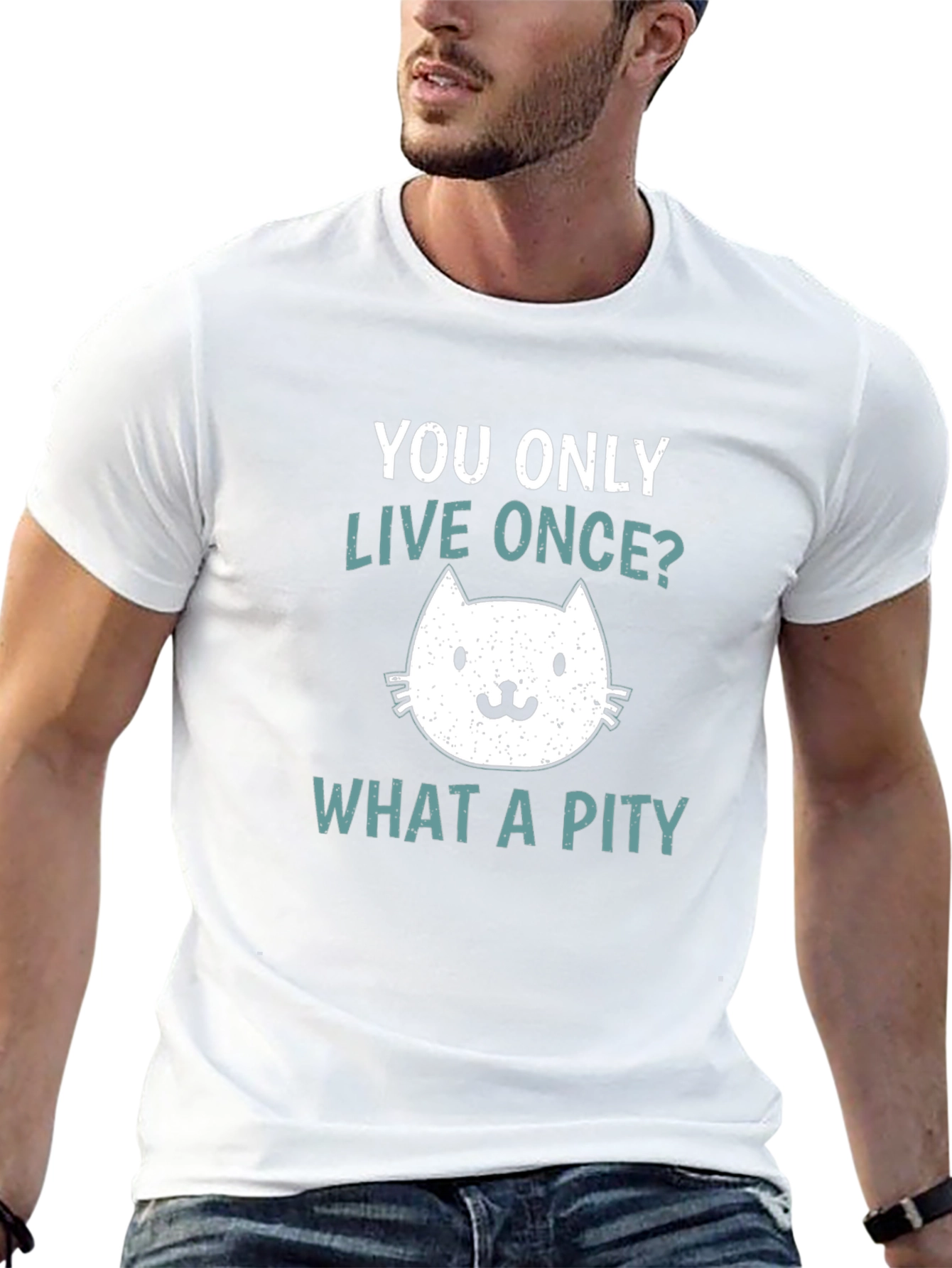 You Only Live Once Cat Graphic T-Shirt