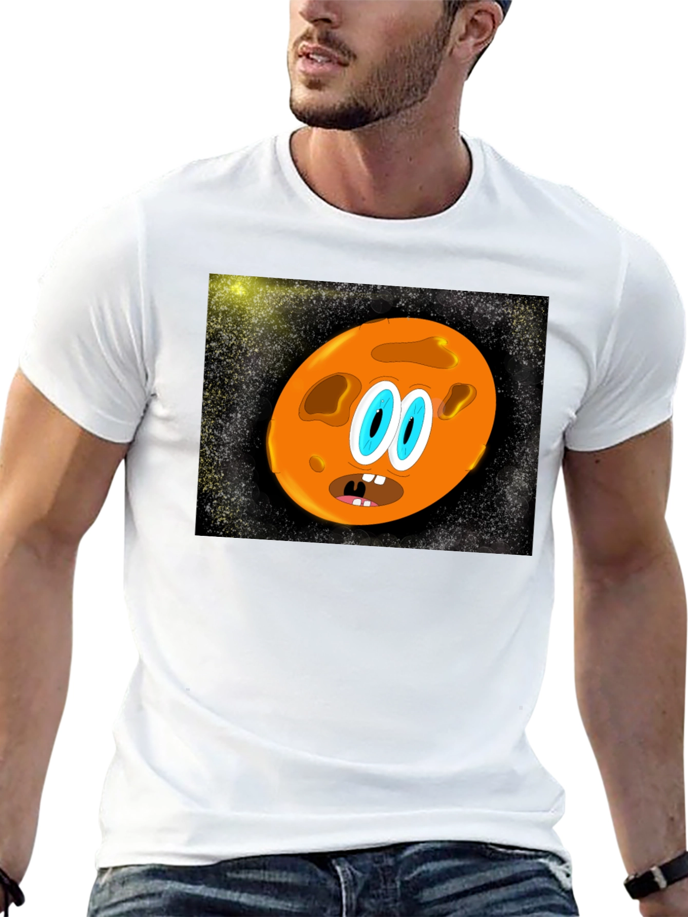 Cartoon Planet Graphic T-Shirt - Black