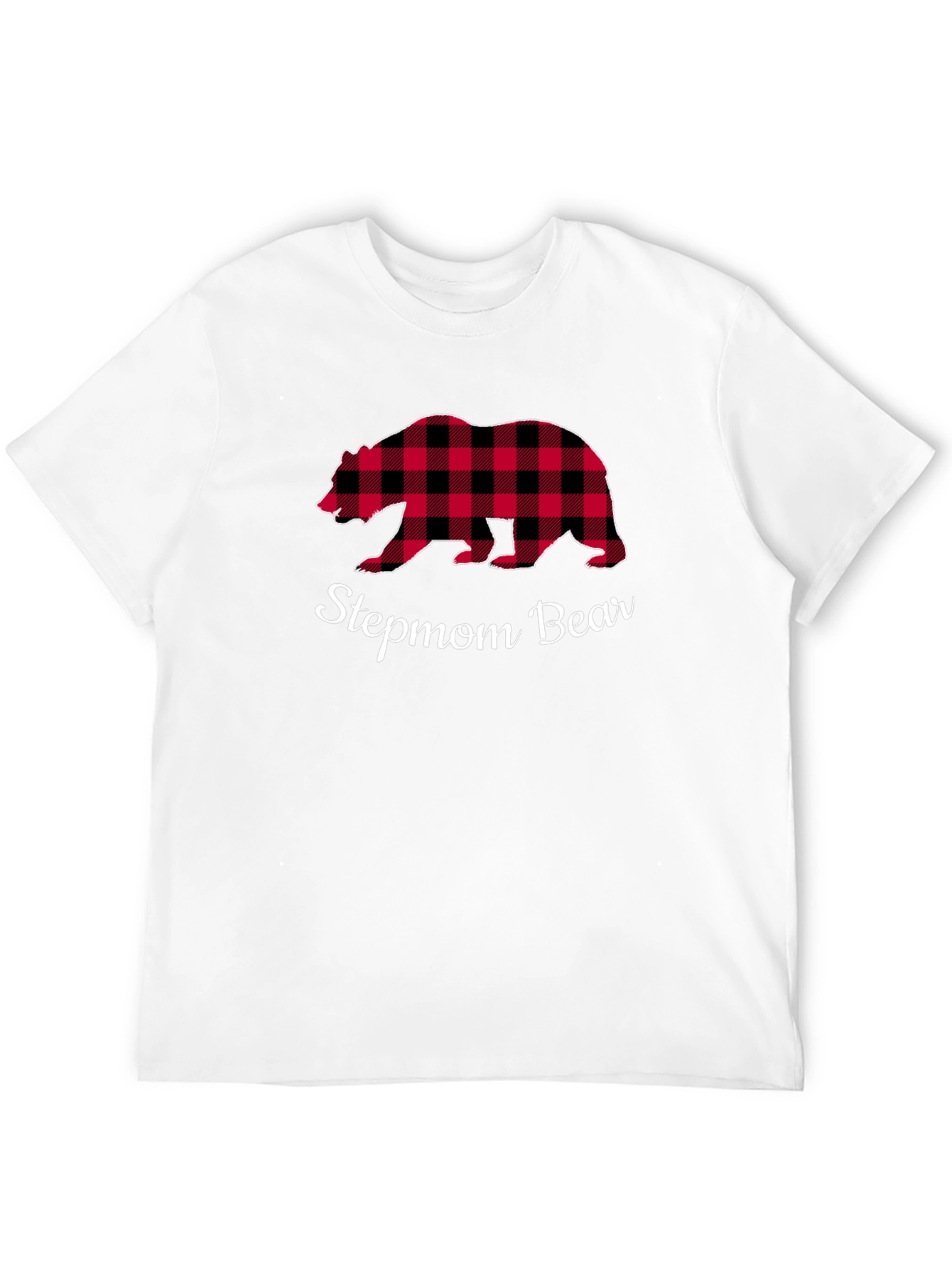 Stepmom Bear Buffalo Plaid Tee - Cozy Casual Top