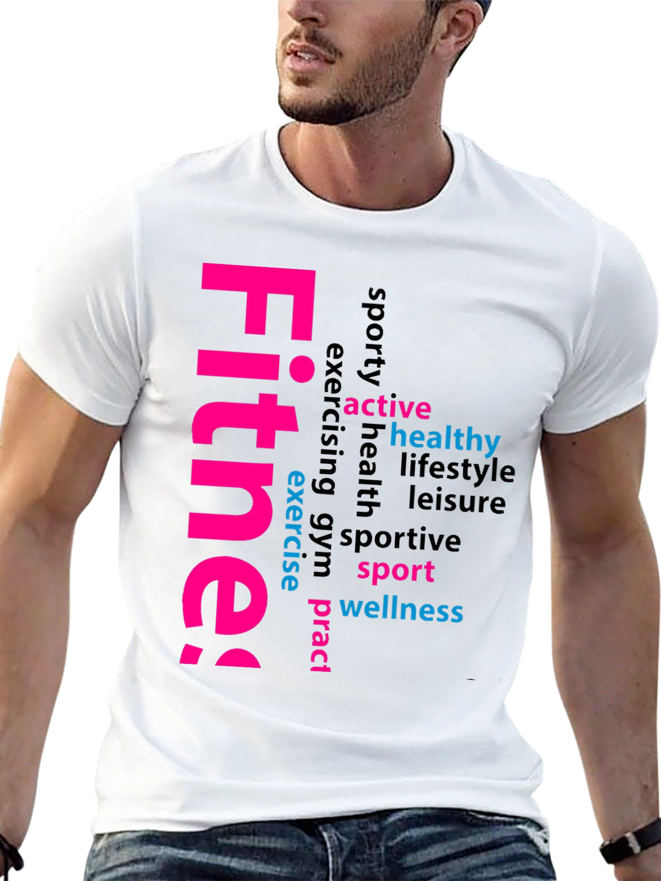 Fitness Word Art Black Graphic Tee