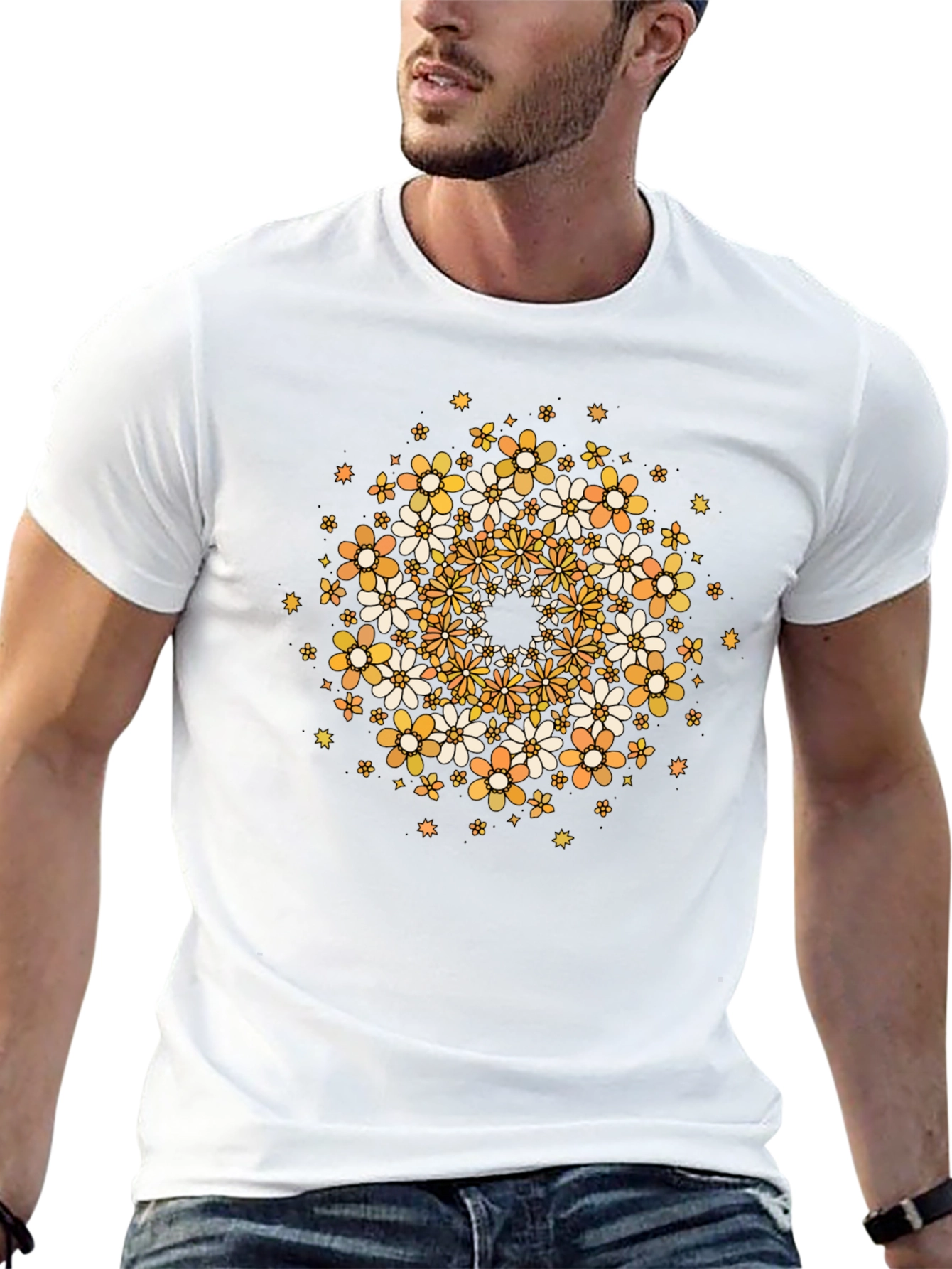 Floral Mandala Graphic Tee - Black