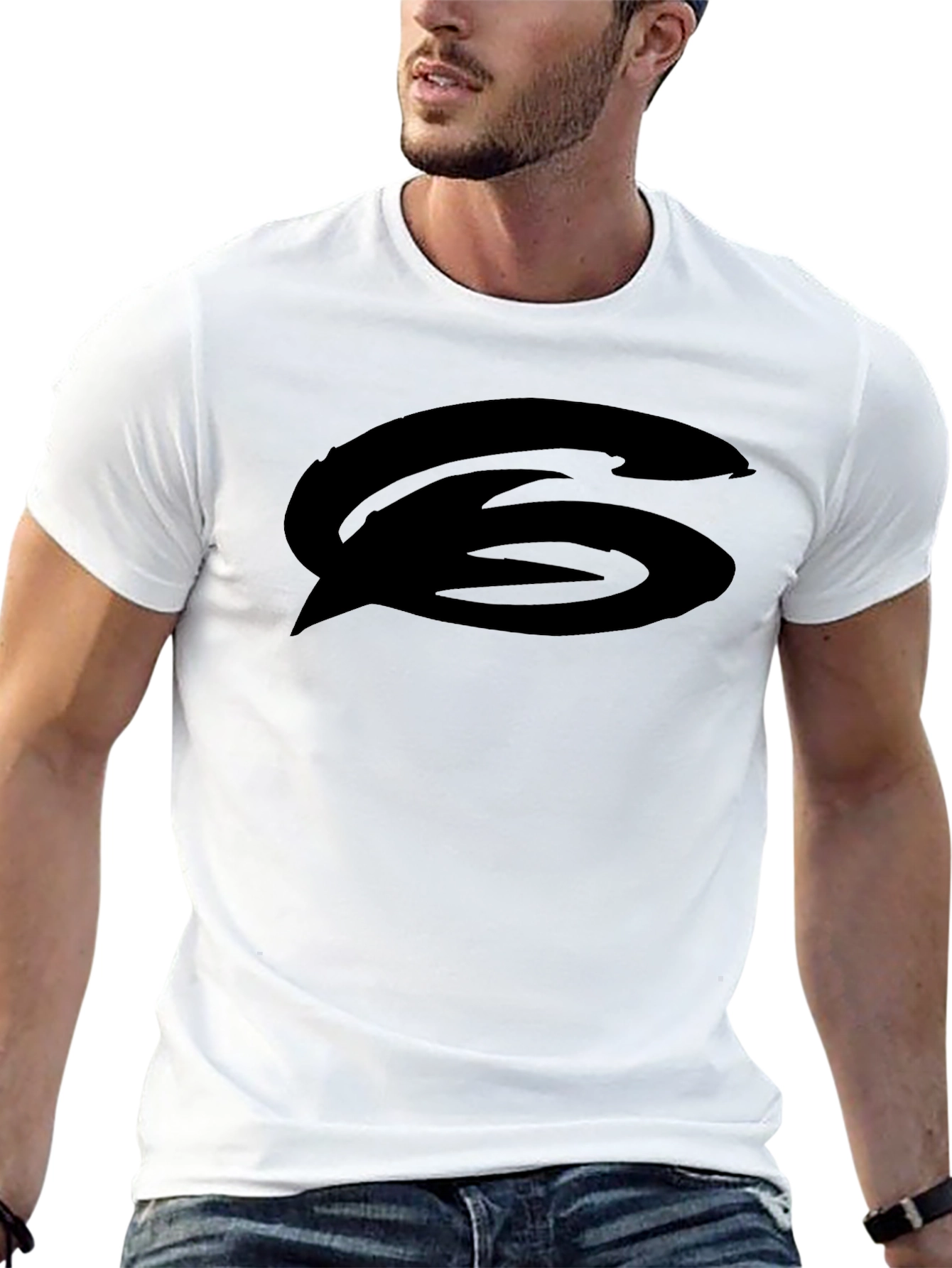 Black Graphic Tee - Bold Logo Casual Wear