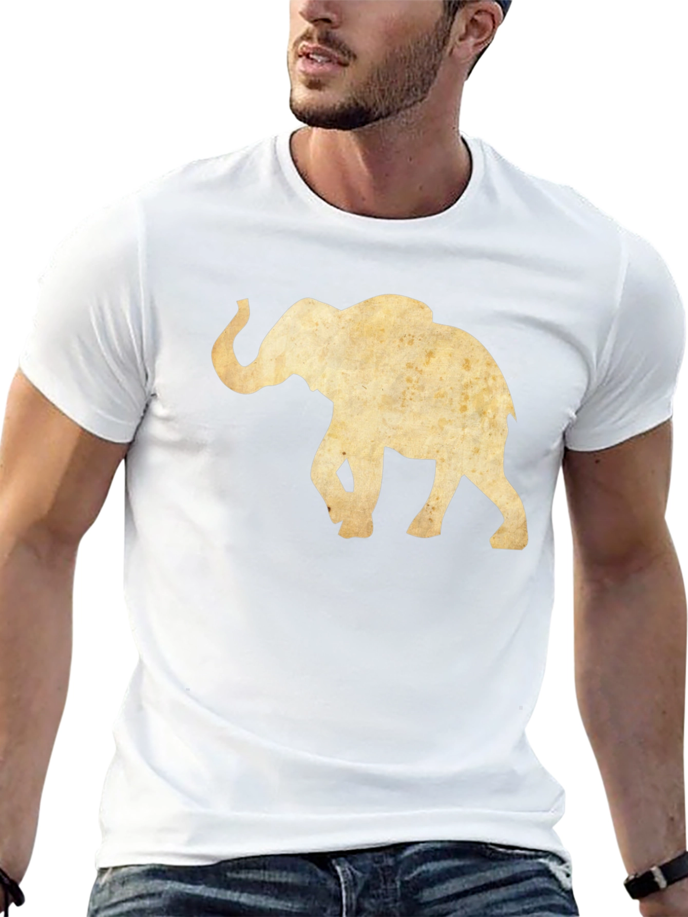 Elephant Graphic Tee - Black Cotton Casual Top