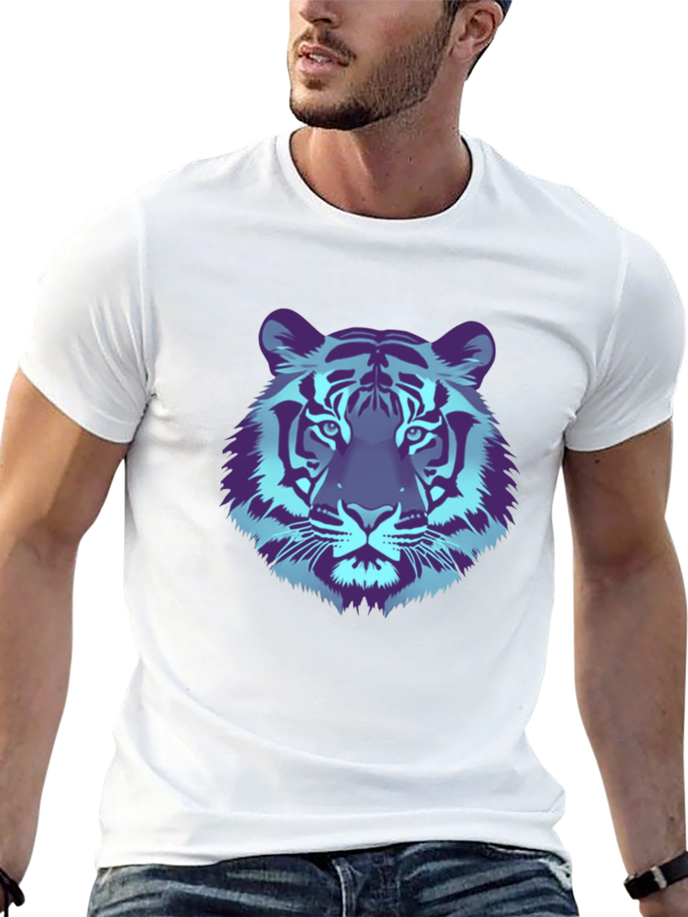 Cool Tiger Graphic Tee - Black Cotton T-Shirt