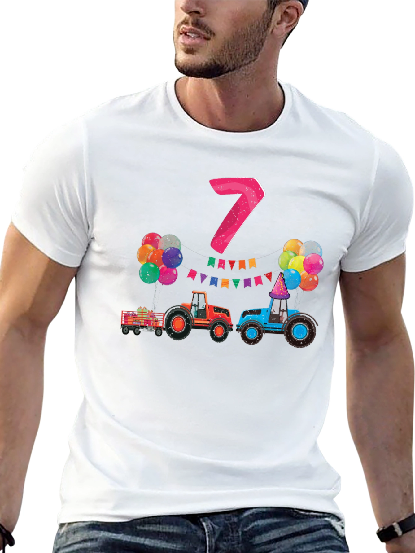 Kids 7th Birthday Tractor T-Shirt