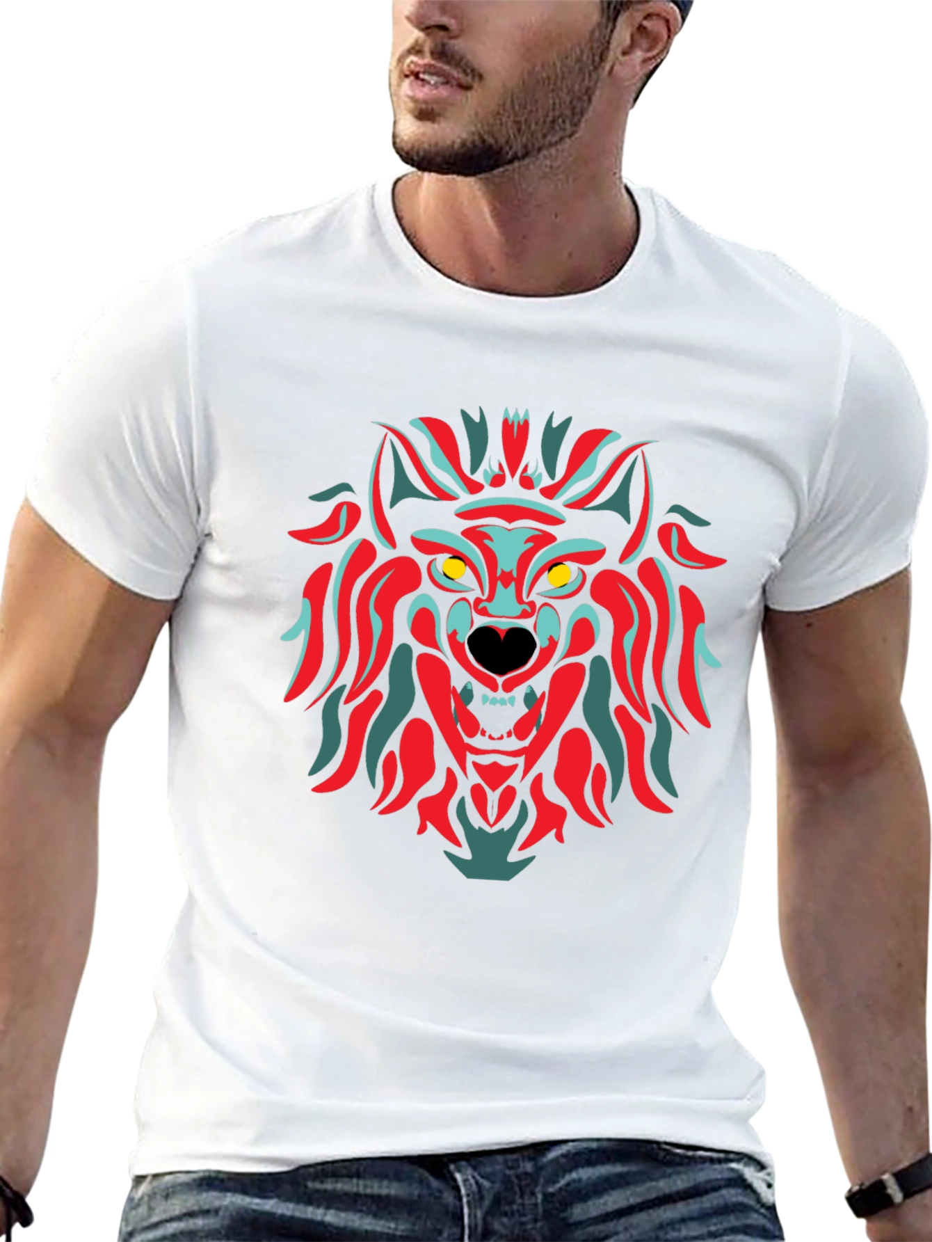 Bold Wolf Graphic Tee - Stylish Mens Black T-Shirt