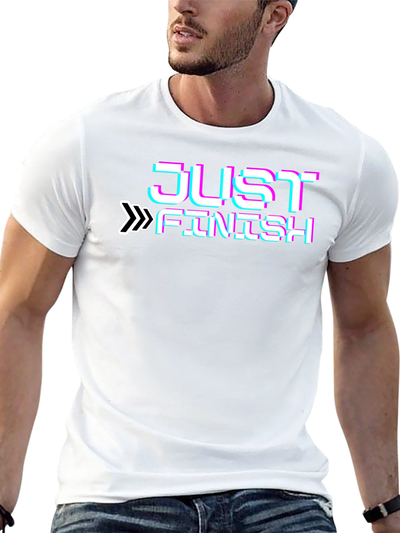 Just Finish Glitch Style Black T-Shirt