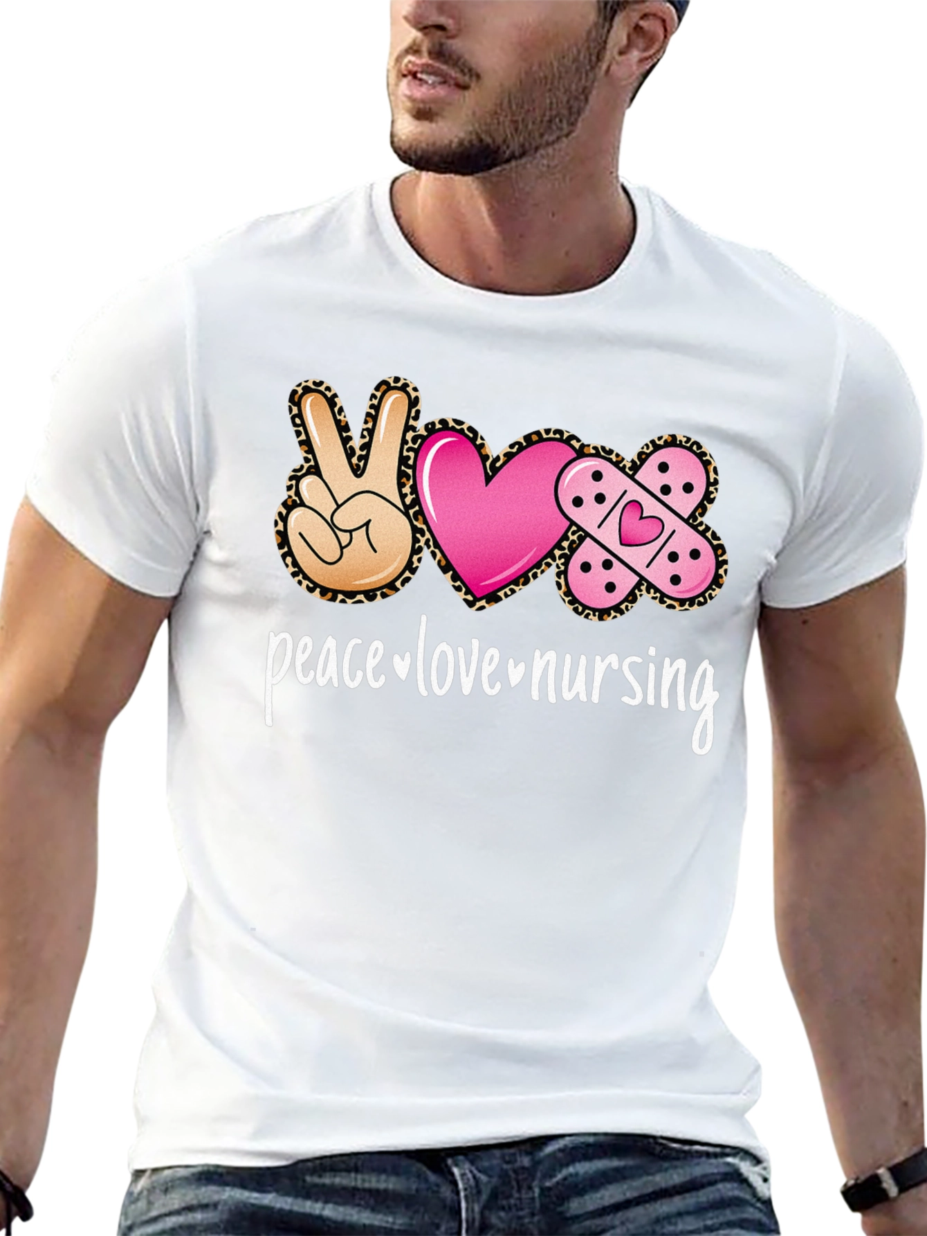 Peace Love Nursing Graphic T-Shirt