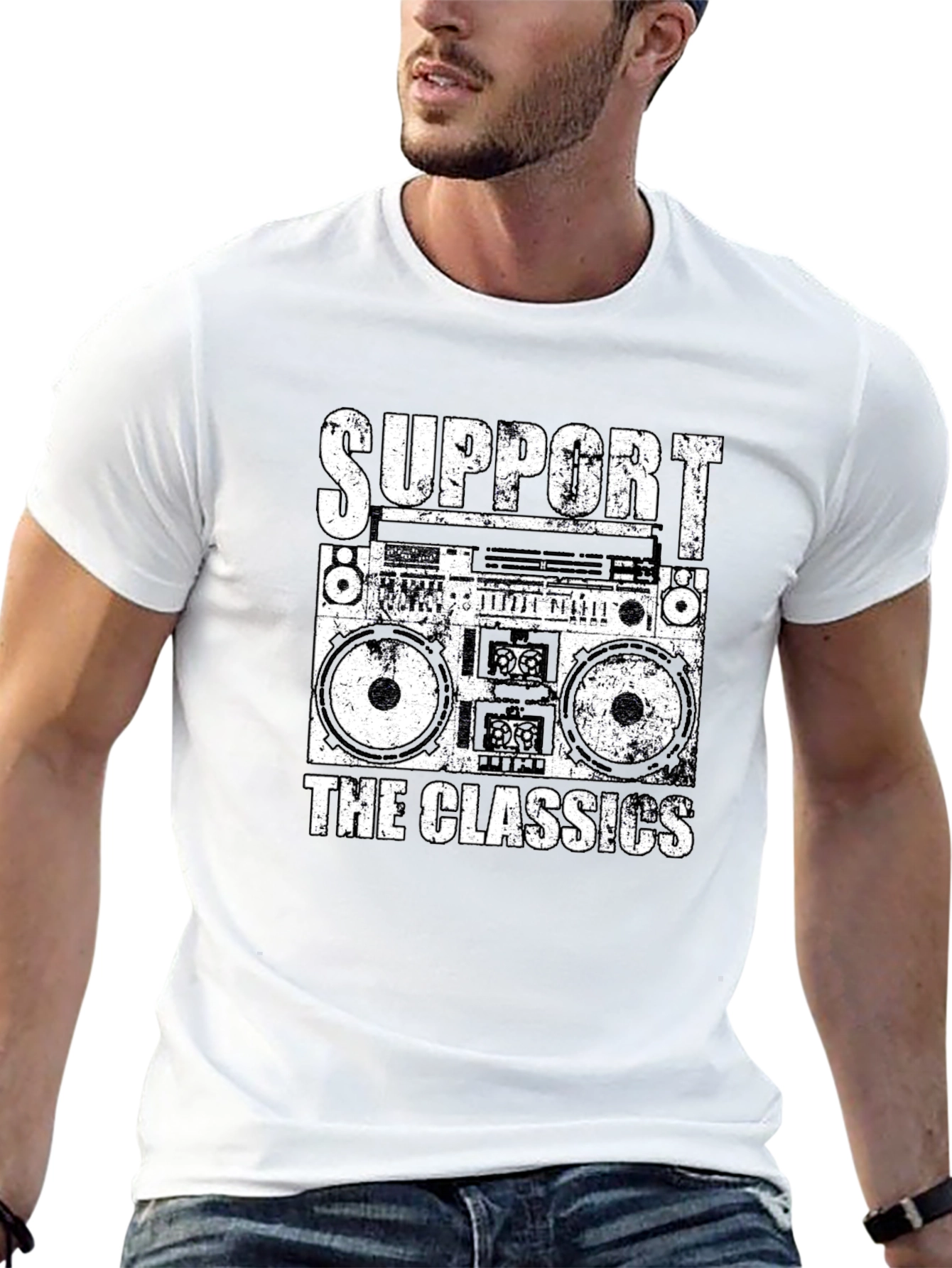 Retro Boombox T-Shirt - Support the Classics!