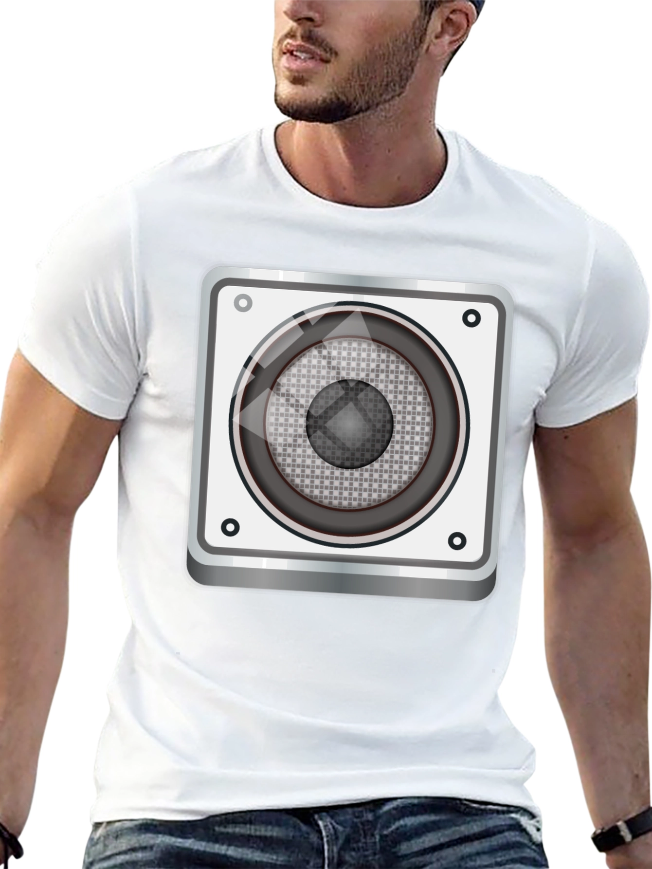 Speaker Graphic Print Black T-Shirt