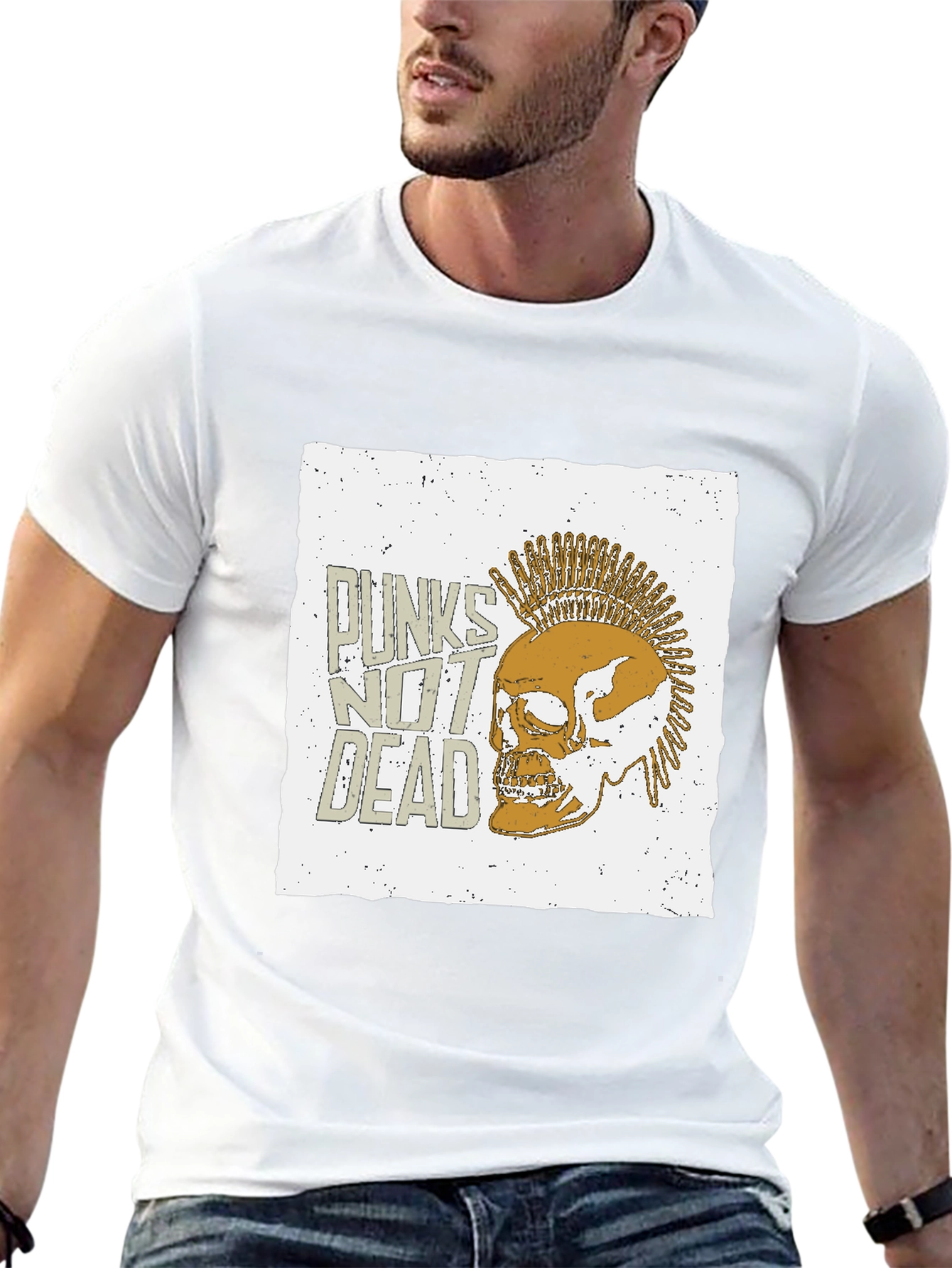 Punk Skull Graphic Tee - Punks Not Dead T-Shirt
