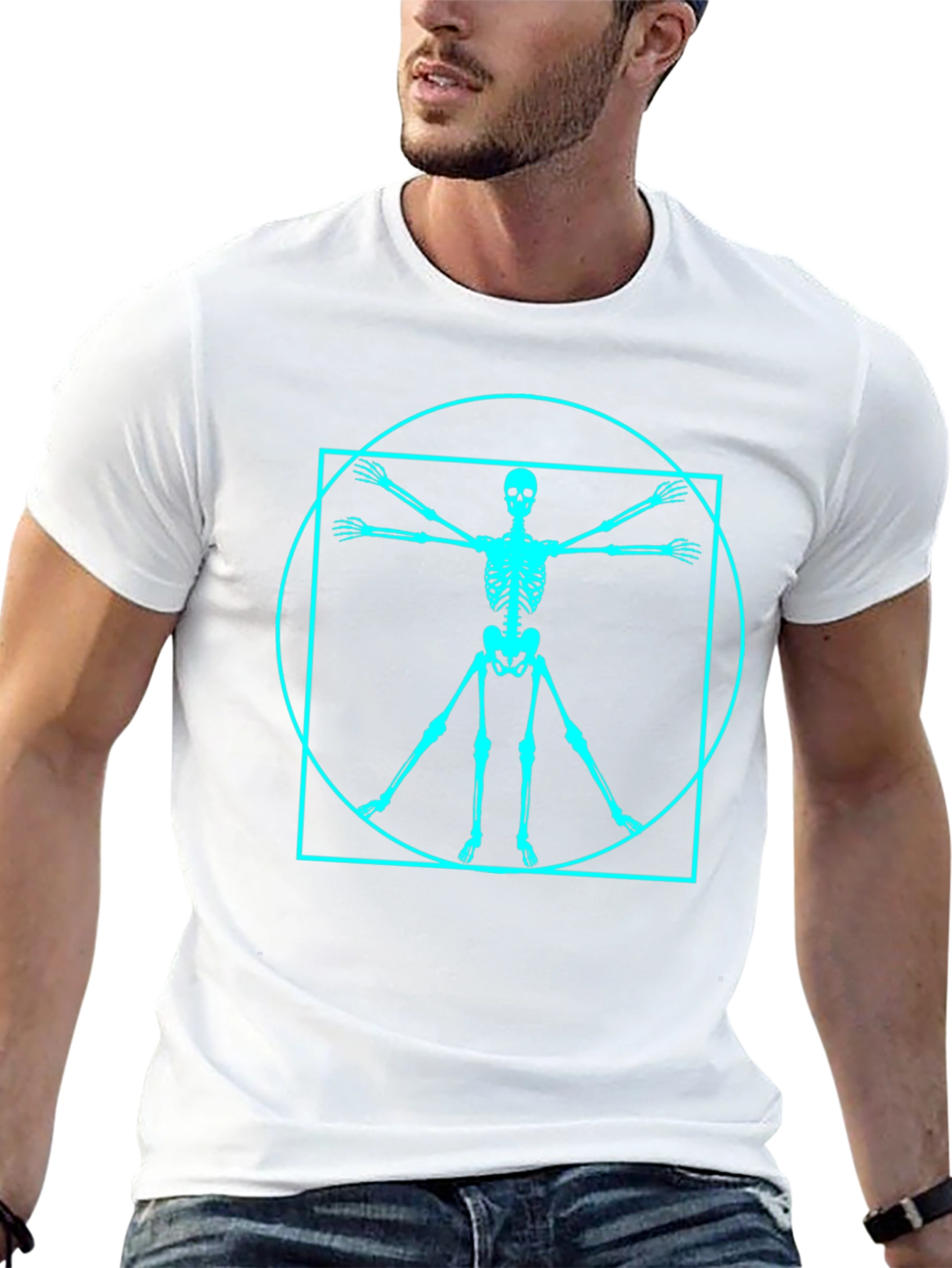 Vitruvian Skeleton Graphic Tee - Black