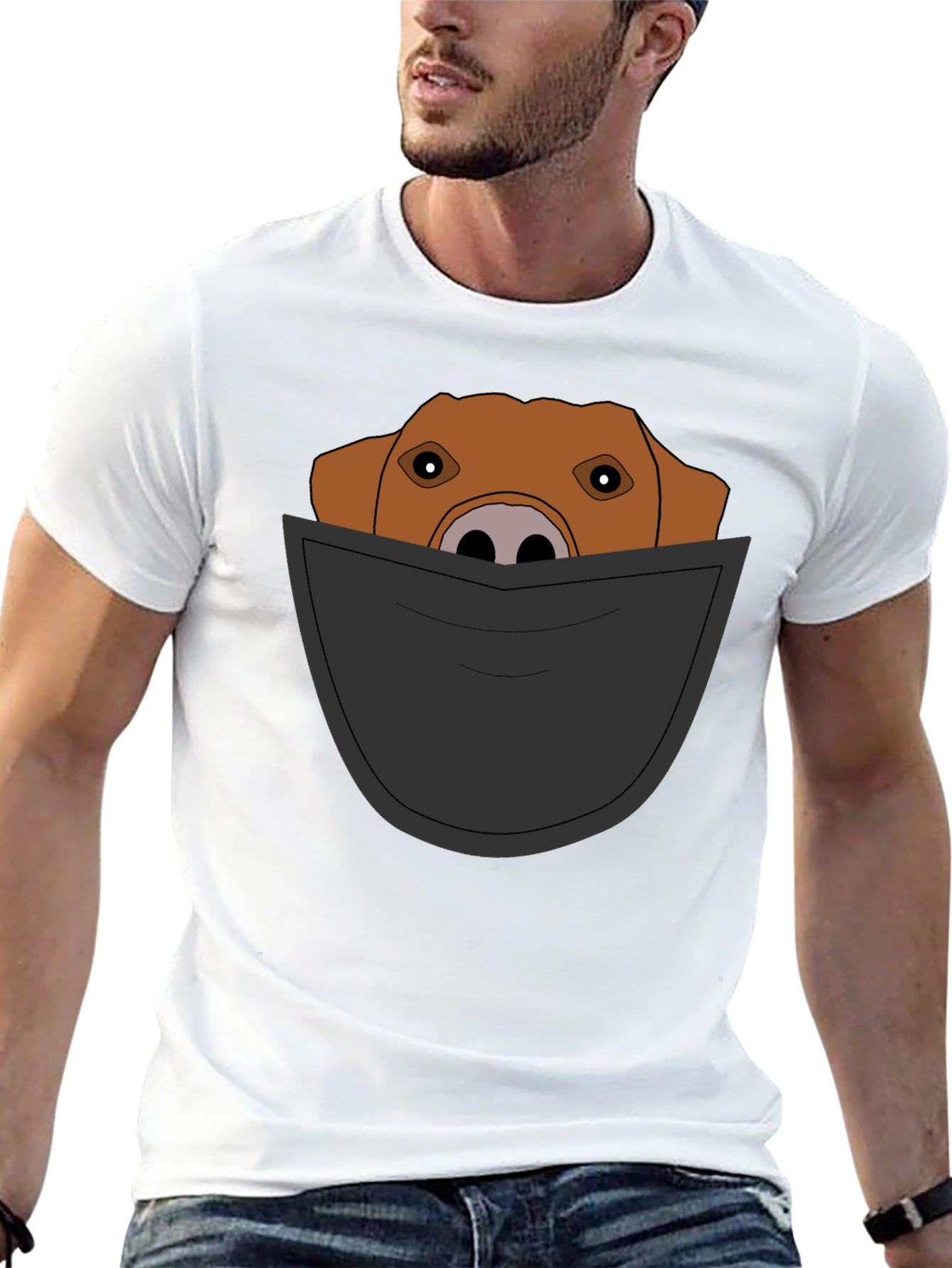 Dog in Pocket T-Shirt - Mens Graphic Tee