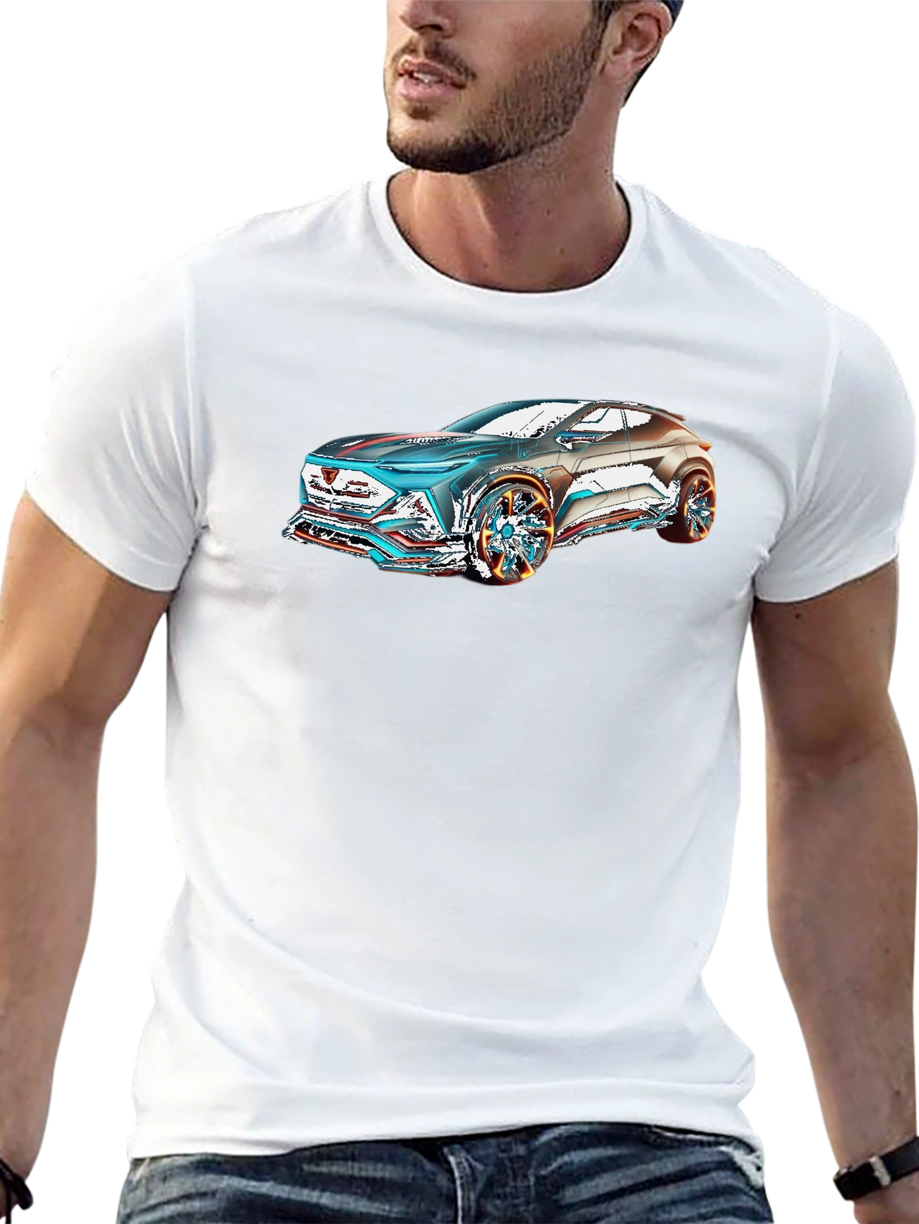 Futuristic Car Graphic Black T-Shirt