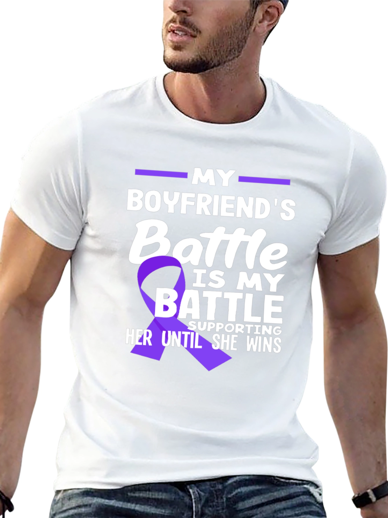 My Boyfriends Battle T-Shirt - Purple Ribbon Support