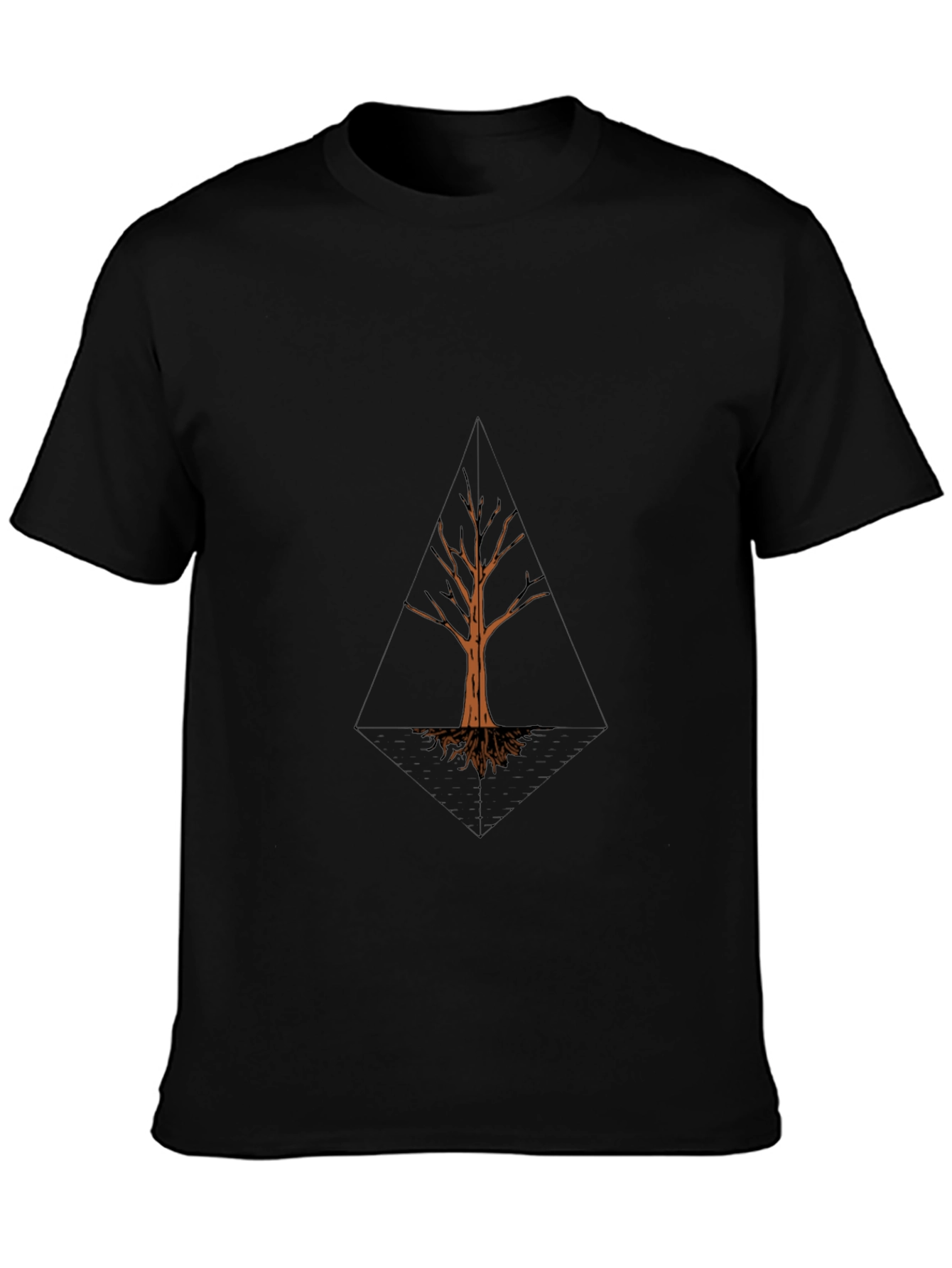 Geometric Tree Graphic Black T-Shirt