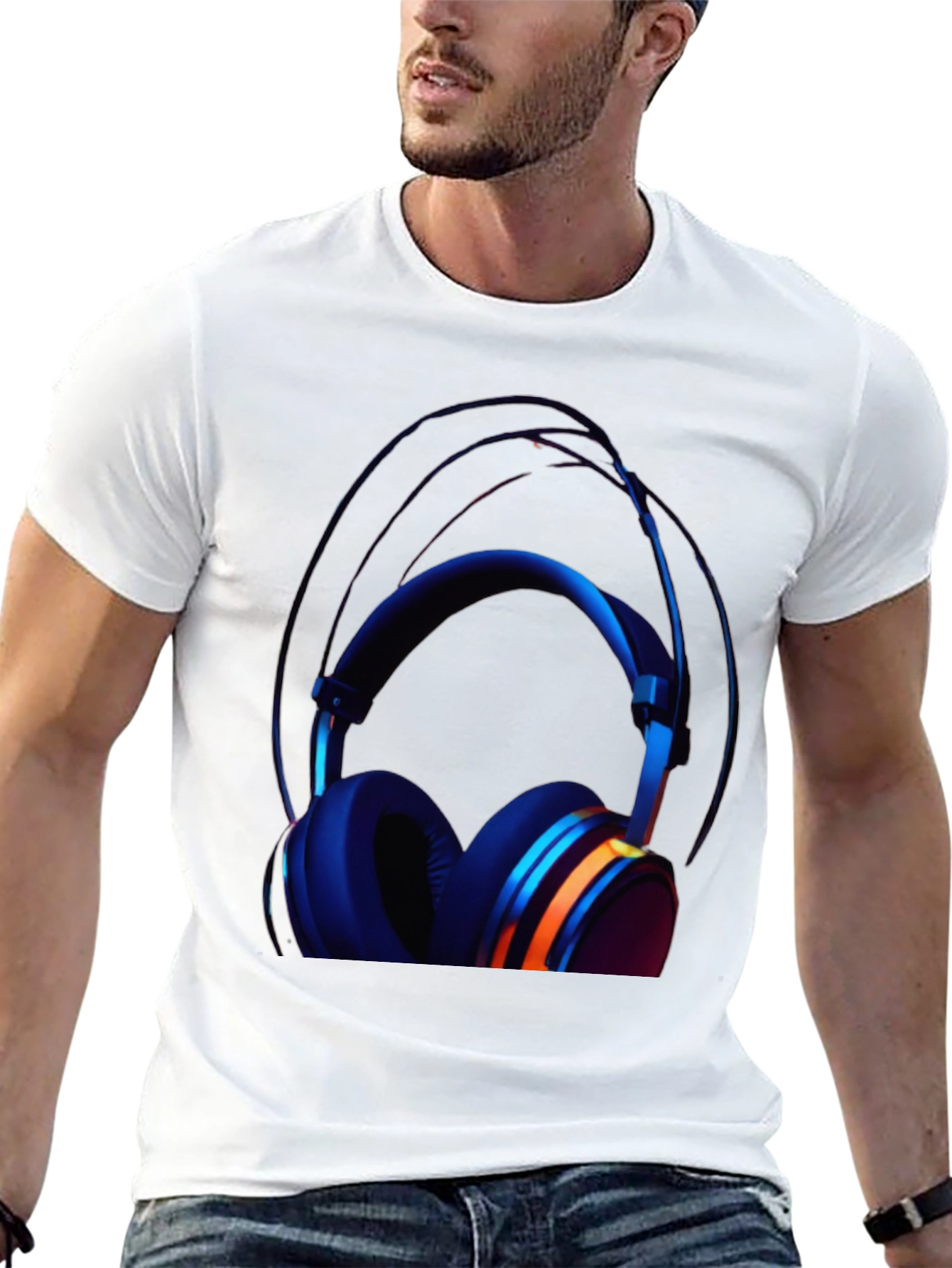 Headphone Graphic Black T-Shirt
