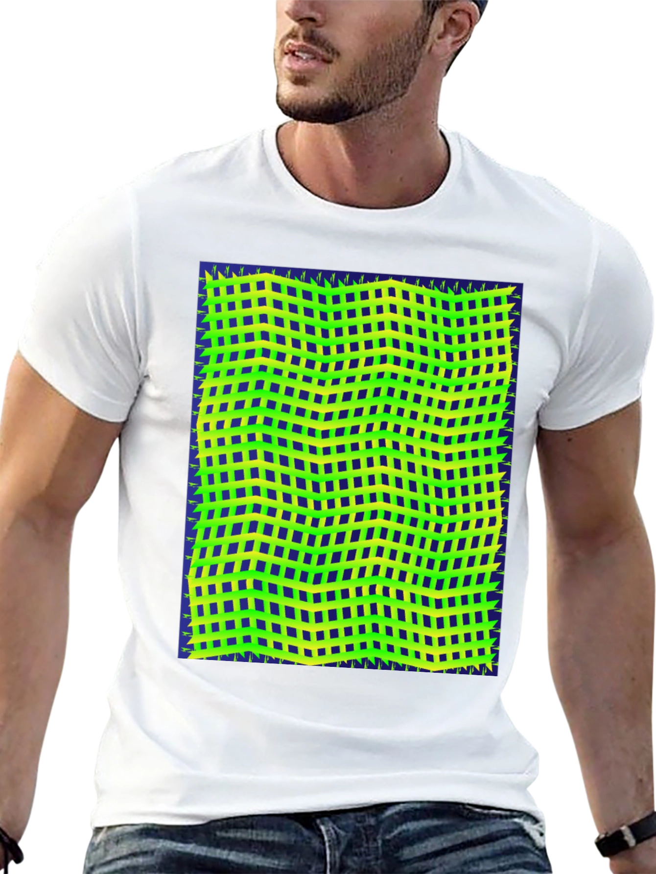 Retro Geometric Grid T-Shirt - Unique Graphic Tee