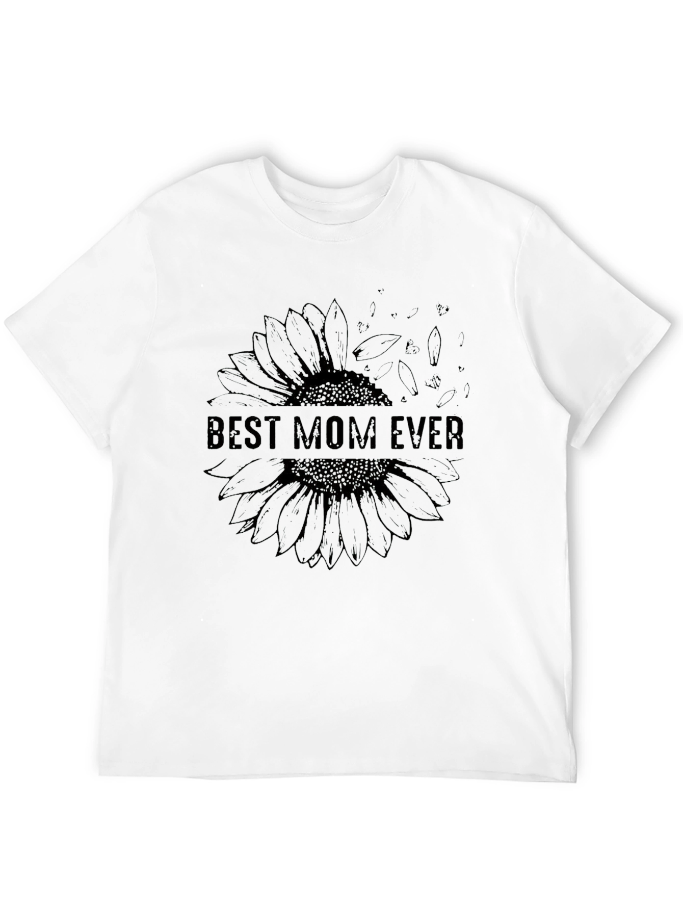 Best Mom Ever Sunflower Graphic Tee - Black