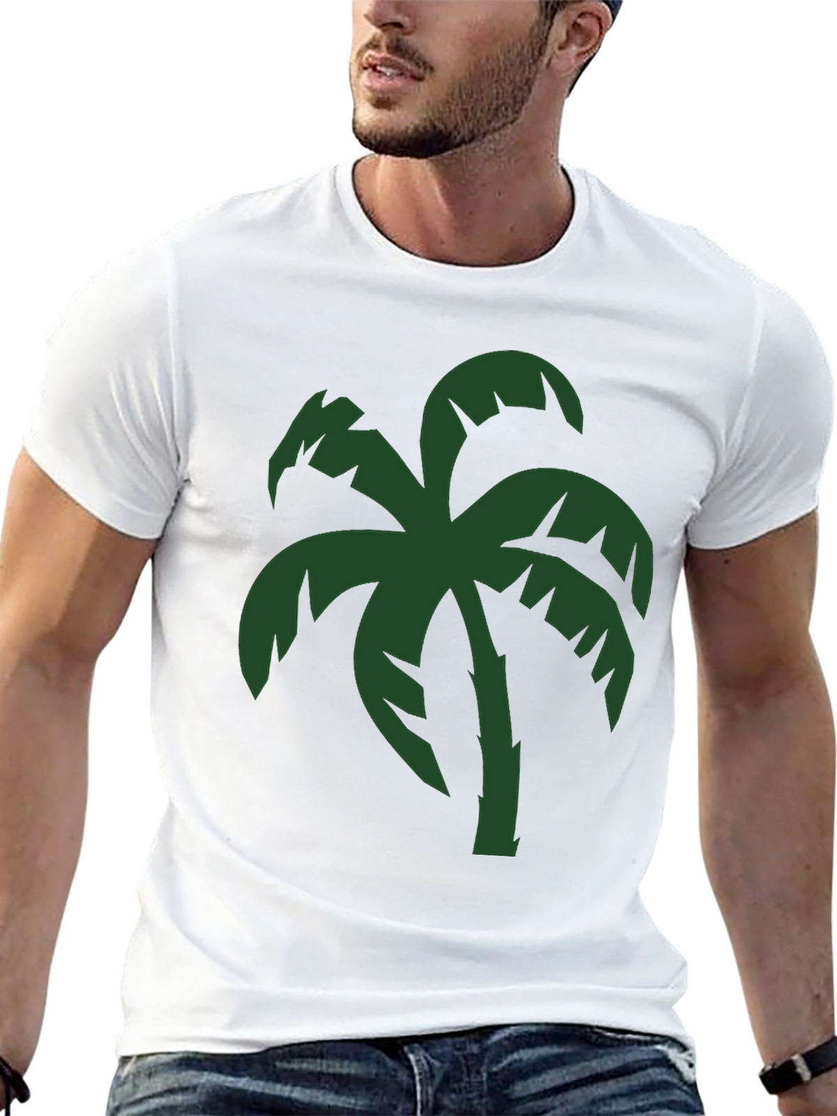 Tropical Palm Tree Graphic T-Shirt - Black