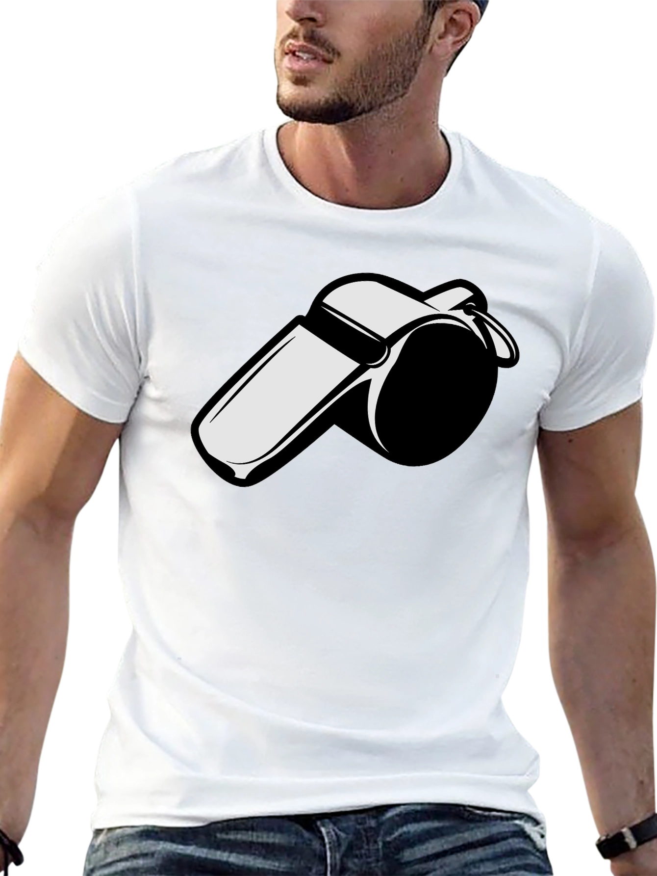 Whistle Graphic Tee - Black Cotton T-Shirt
