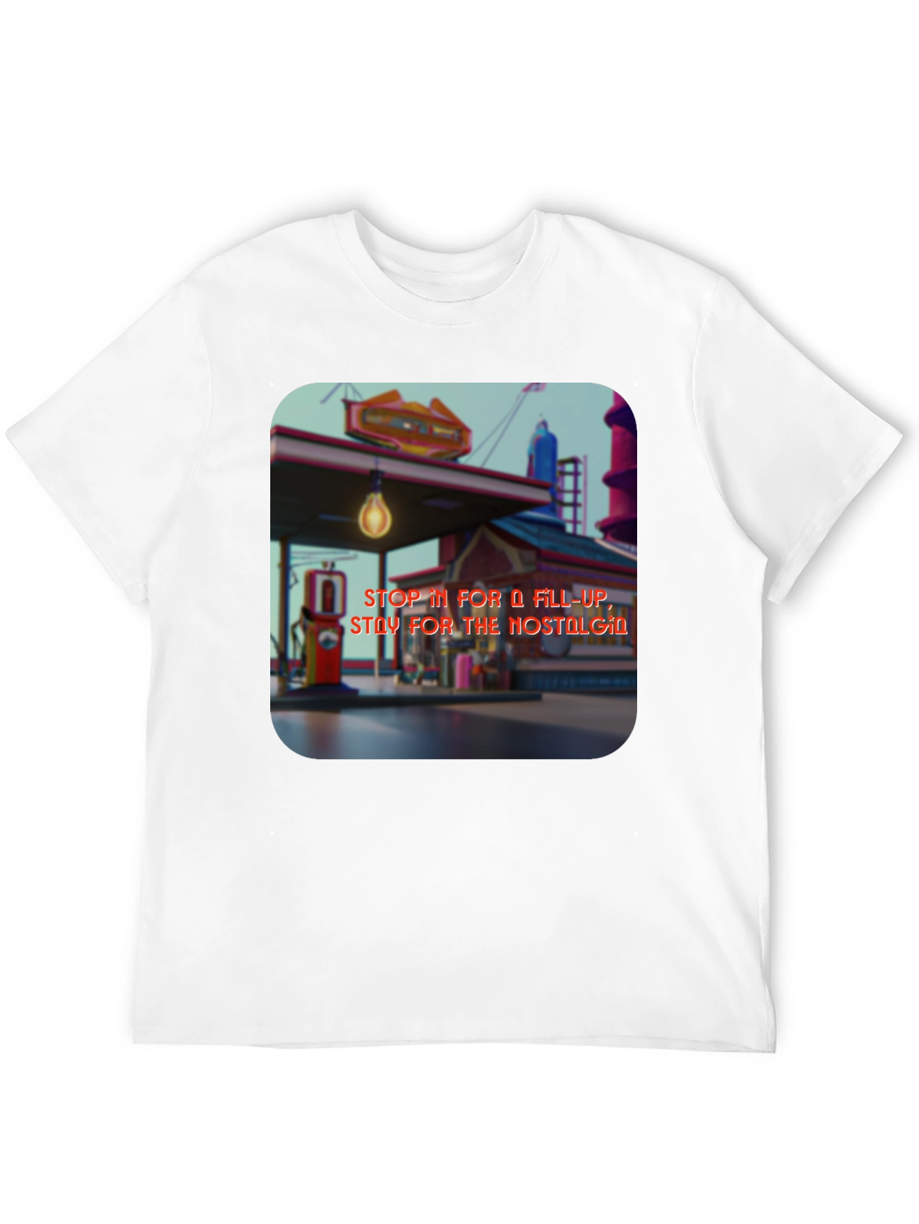 Retro Gas Station T-Shirt - Nostalgic Design