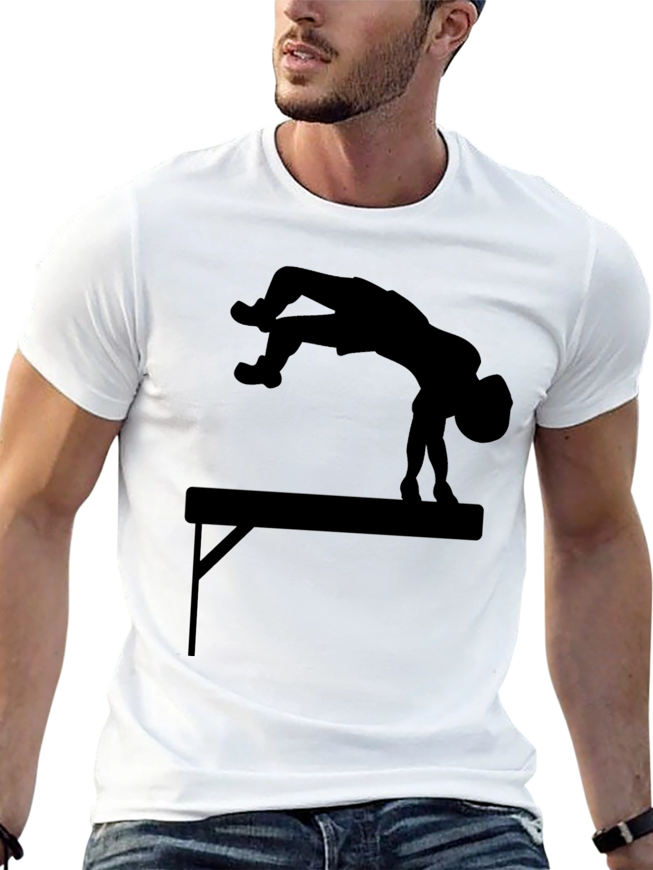 Gymnastics Beam Silhouette Tee - Black