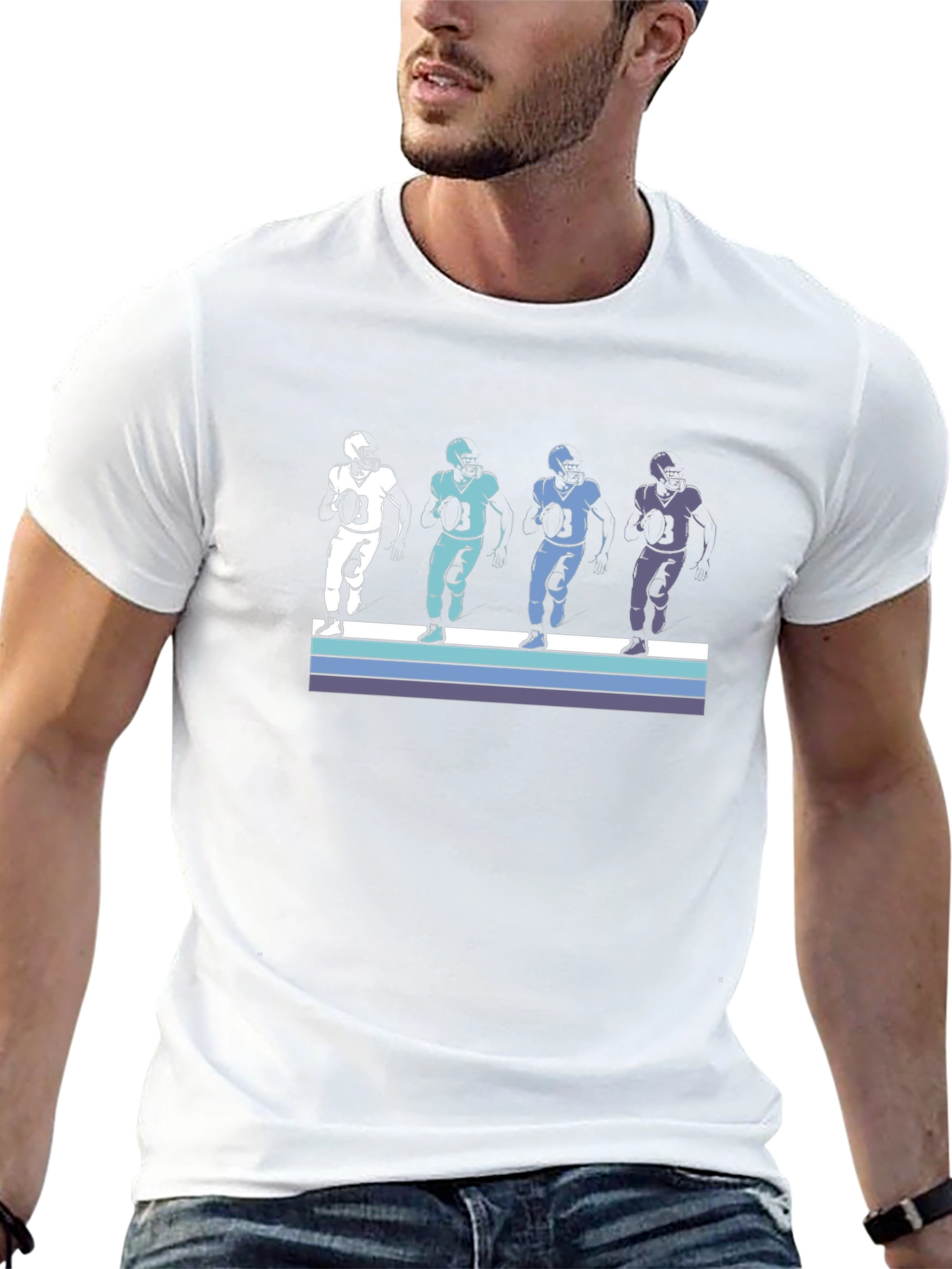 Football Player Graphic Tee - Retro Style