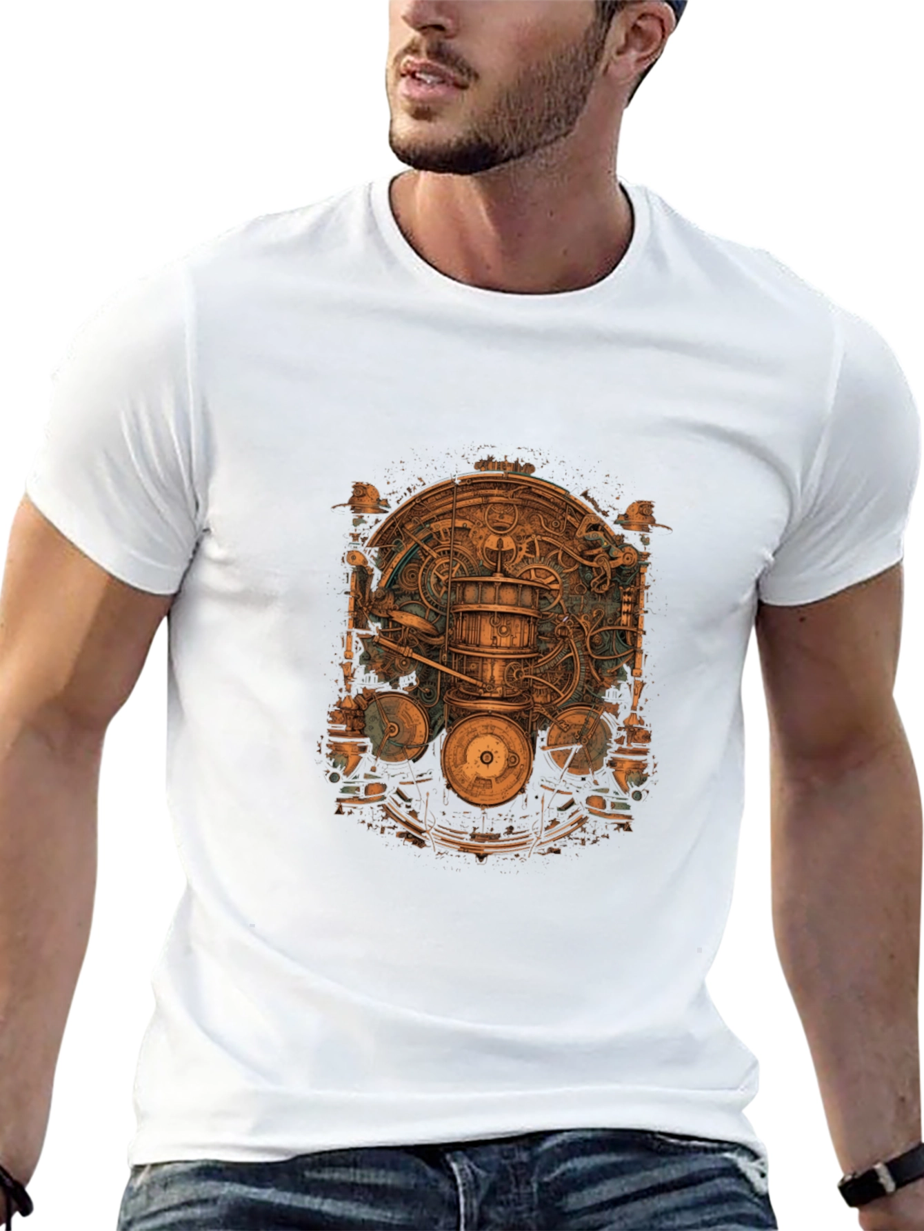 Steampunk Gear Design Black T-Shirt