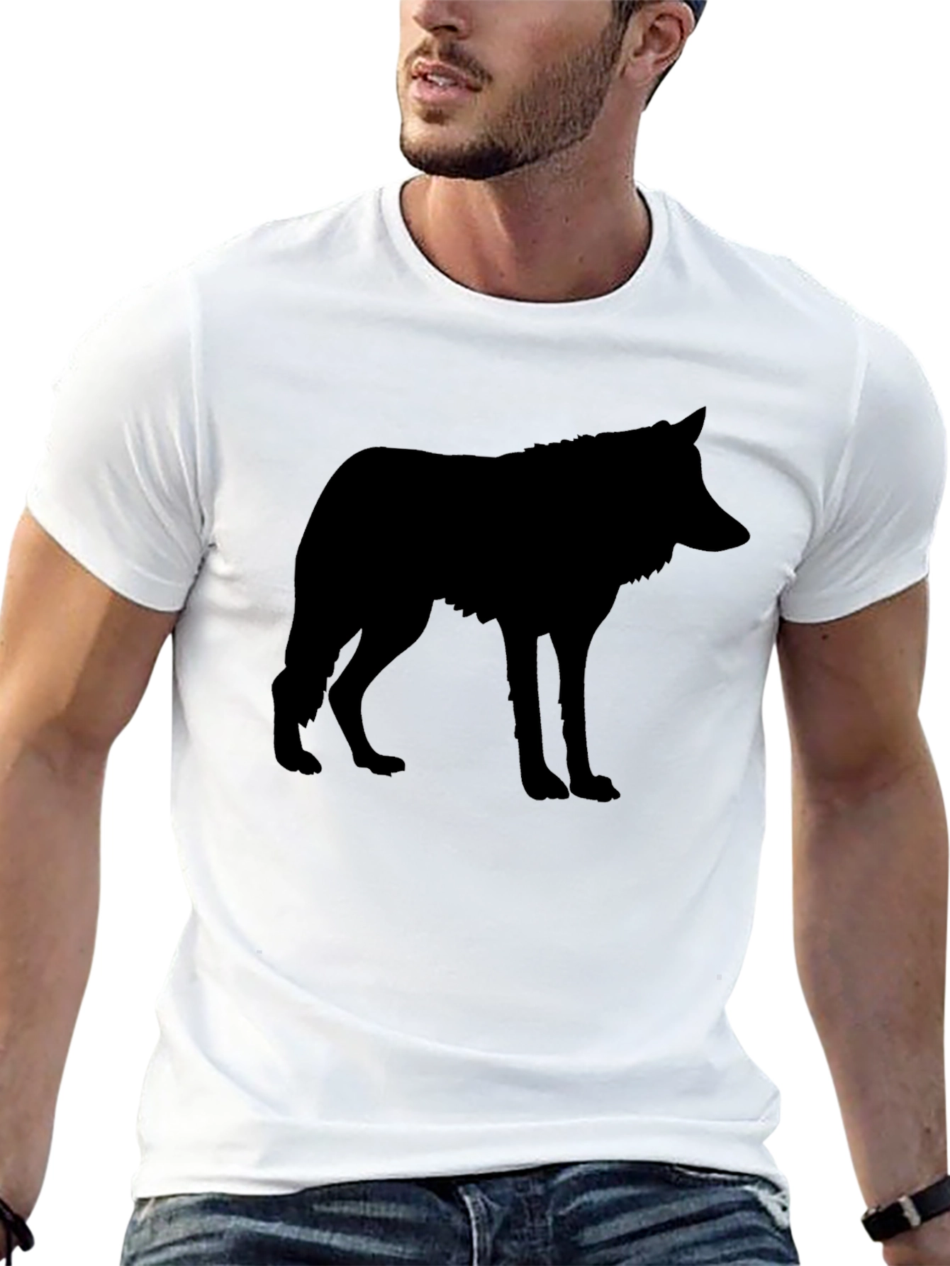 Black Wolf Silhouette Graphic Tee Shirt