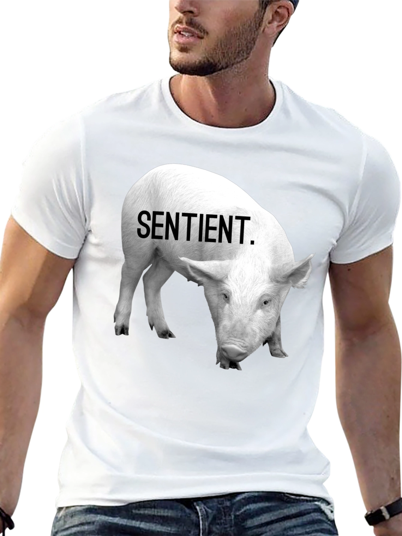 Sentient Pig Graphic Tee - Vegan Activism Shirt
