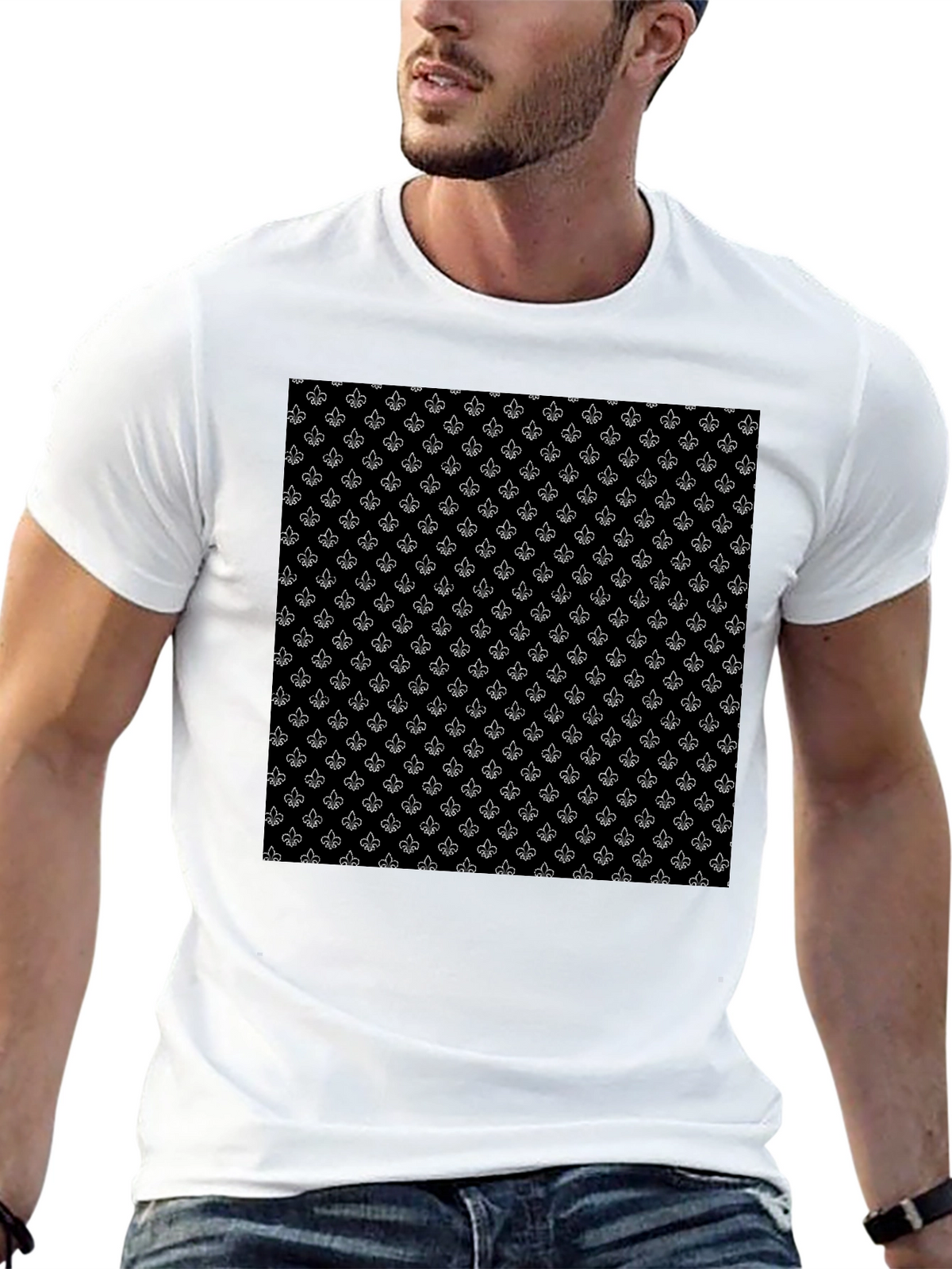 Fleur-de-Lis Pattern T-Shirt - Classic Design