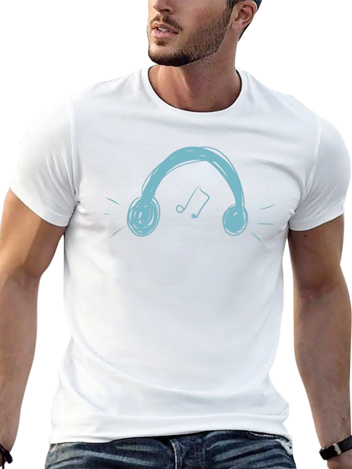 Headphones Graphic Tee - Cool Black T-Shirt