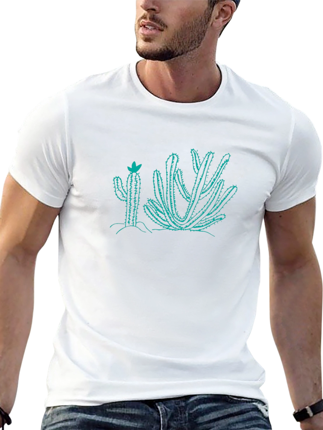 Cactus Graphic Tee - Black Cotton T-Shirt