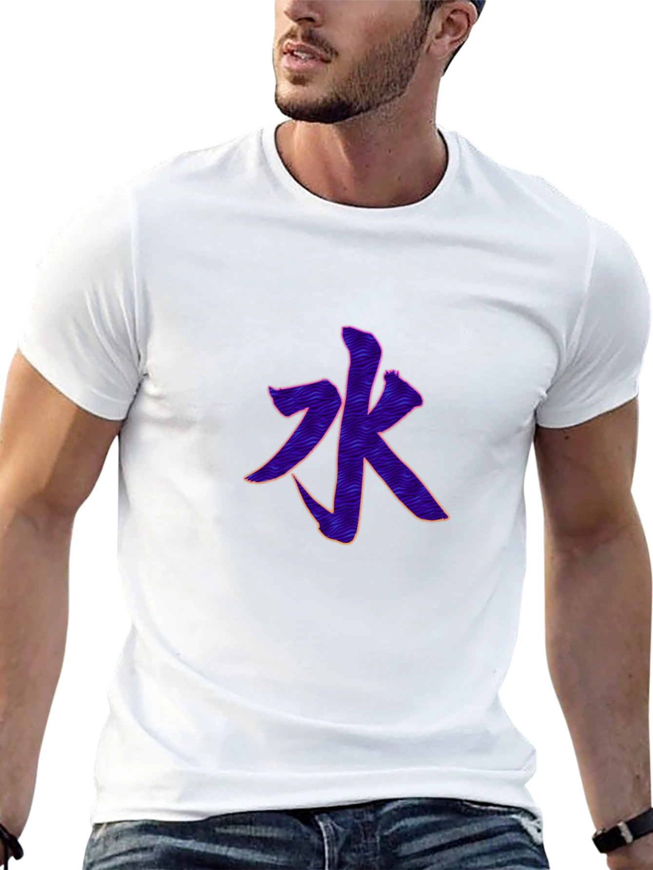 Mens Black T-Shirt with Water Character Design