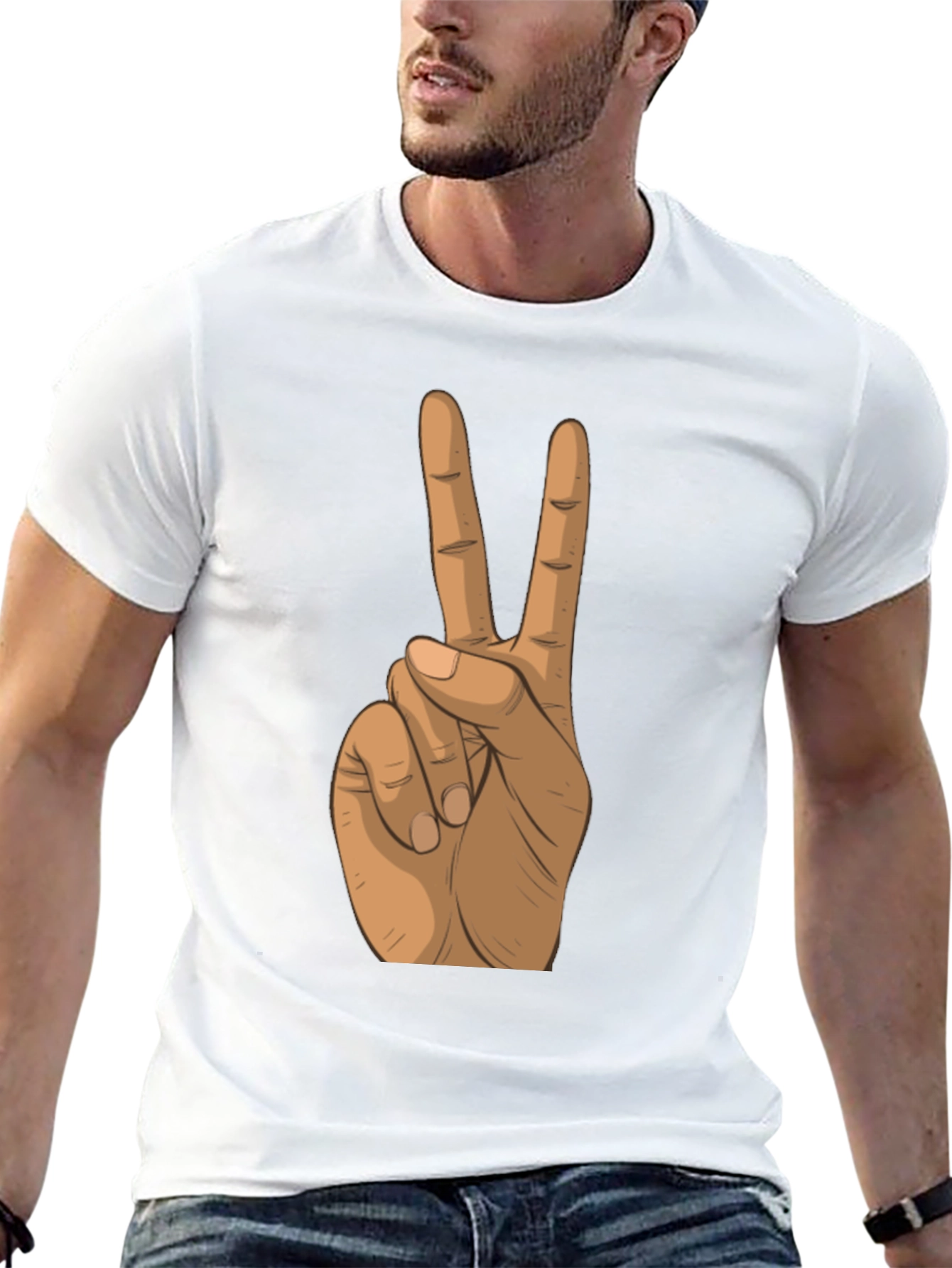 Peace Sign Hand Black T-Shirt
