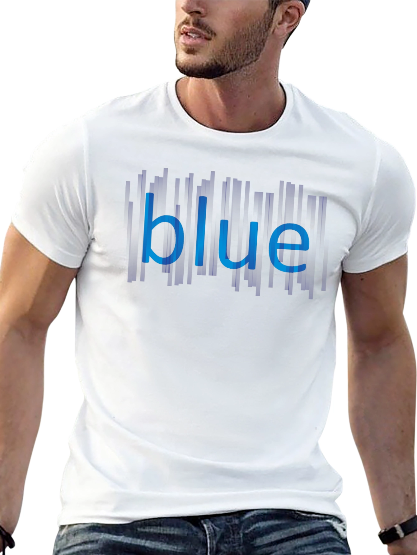 Blue Graphic Tee - Mens Black Cotton Shirt
