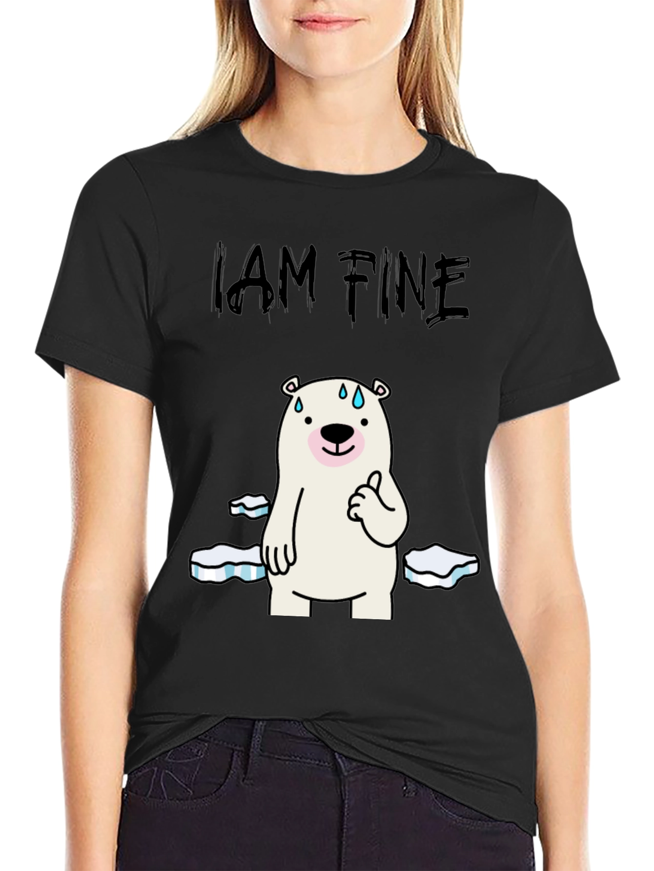 I Am Fine Polar Bear Graphic T-Shirt