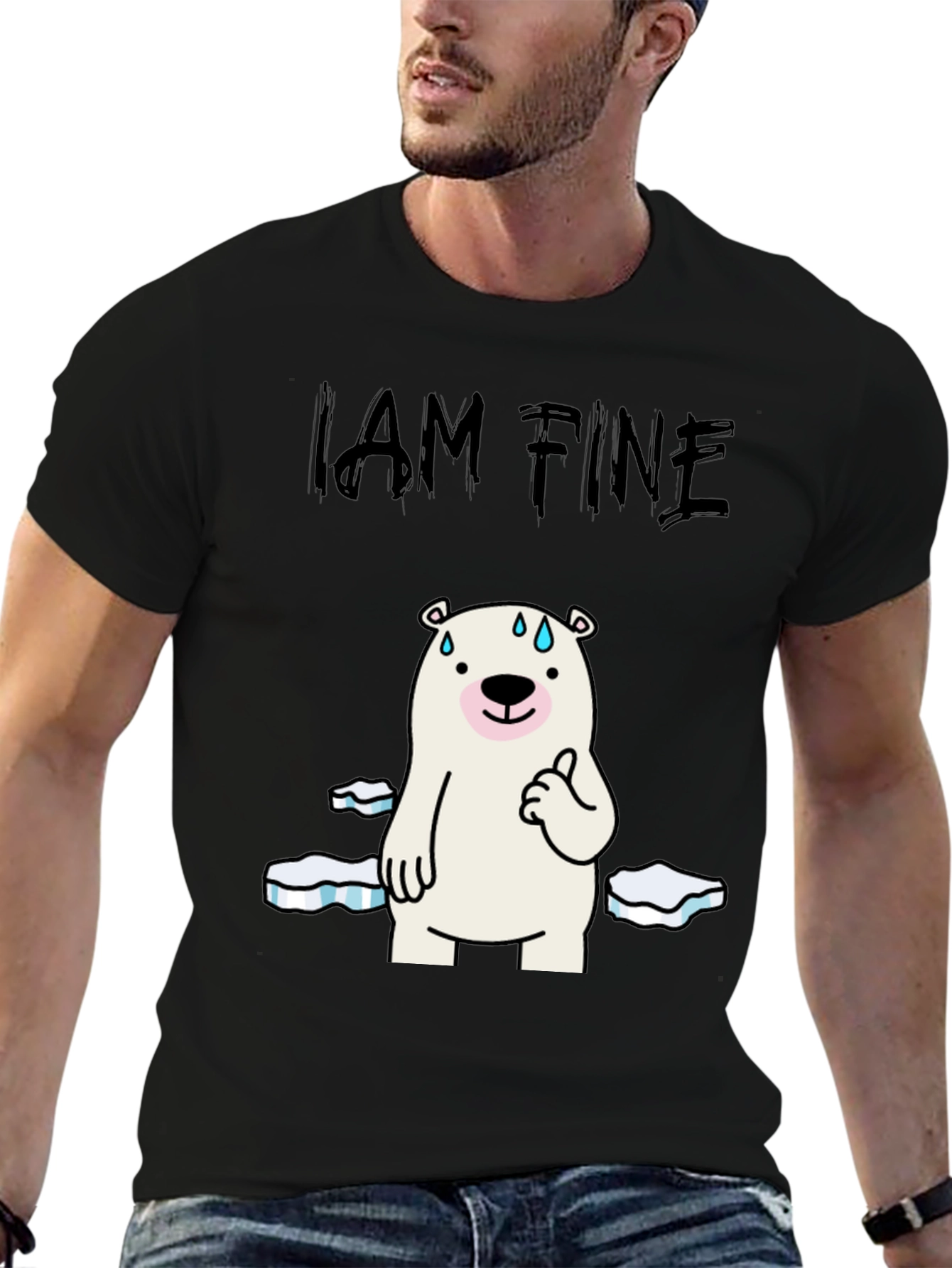 I Am Fine Polar Bear Graphic T-Shirt