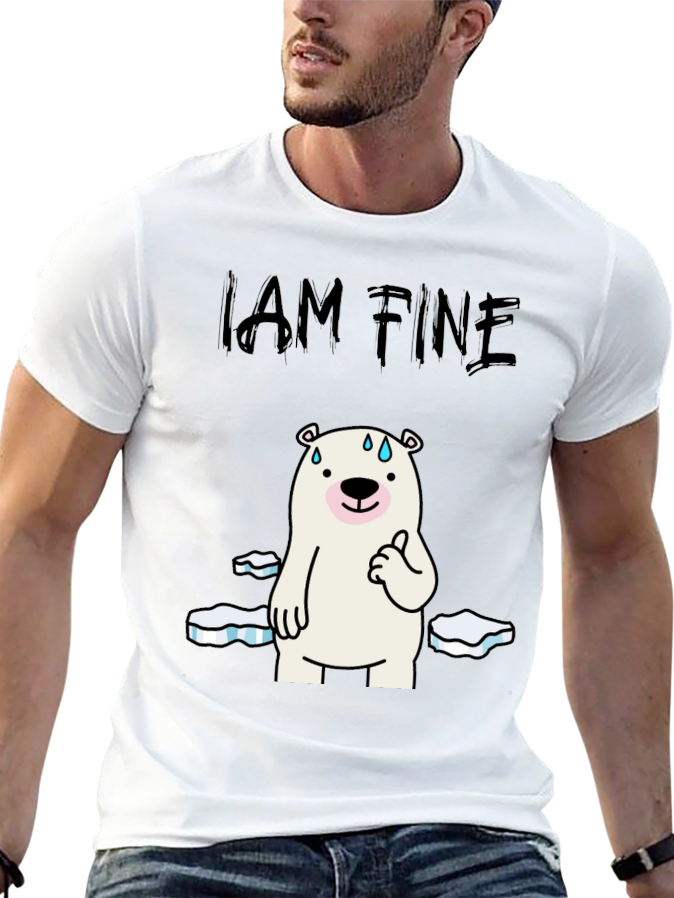 I Am Fine Polar Bear Graphic T-Shirt