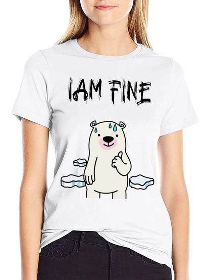 I Am Fine Polar Bear Graphic T-Shirt