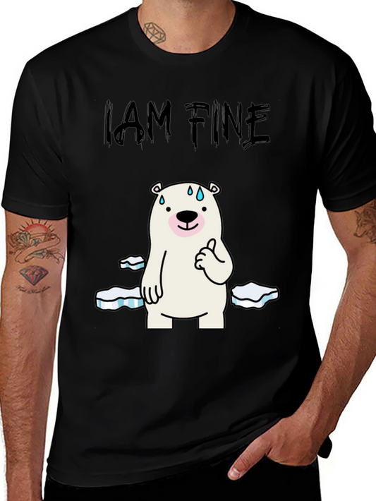I Am Fine Polar Bear Graphic T-Shirt