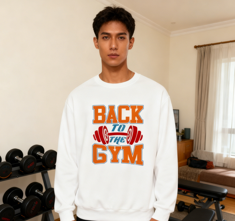 Vibrant Fitness Dumbbell Design Crewneck Top