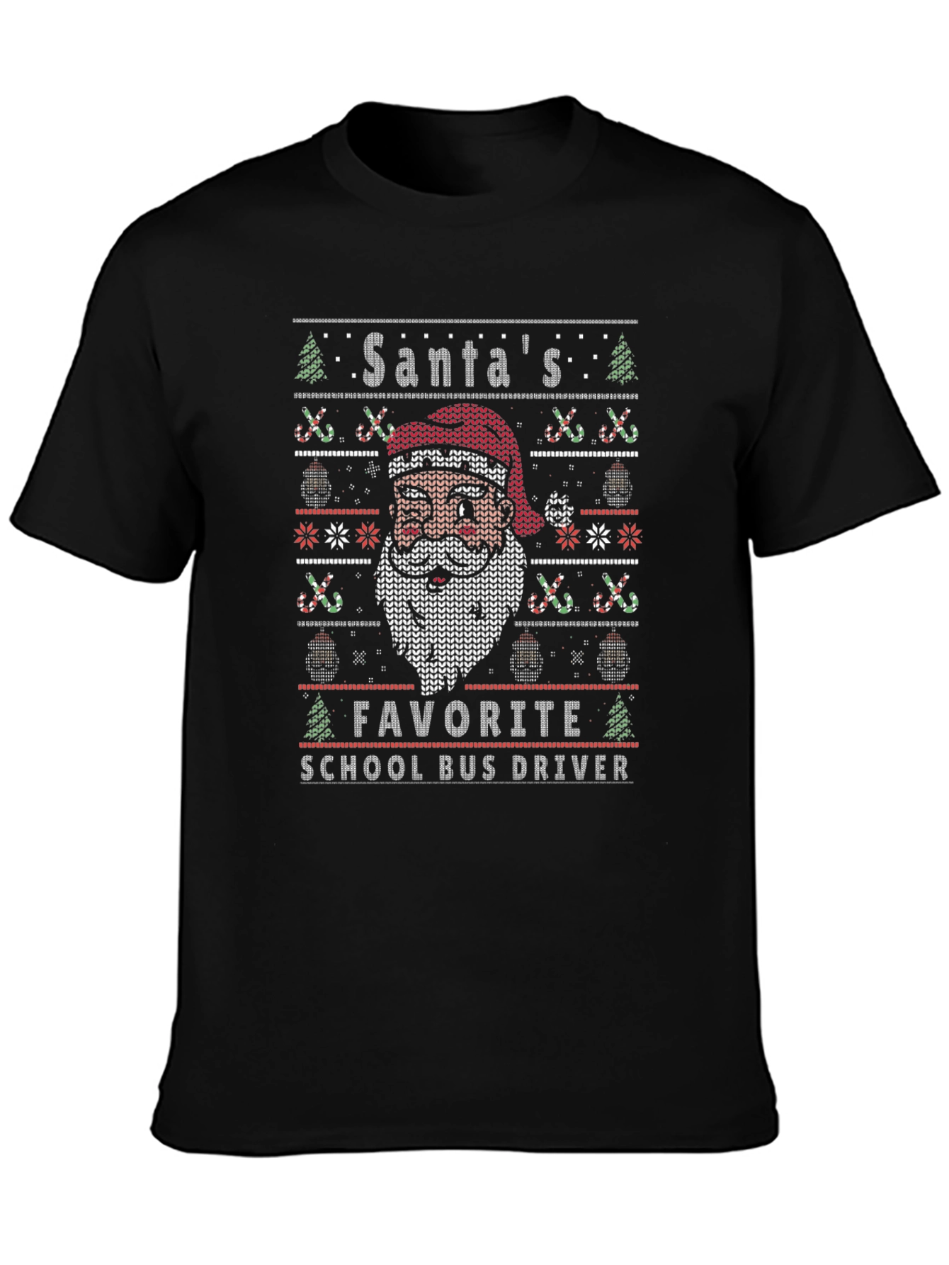 Santas Favorite School Bus Driver Ugly Christmas T-Shirt