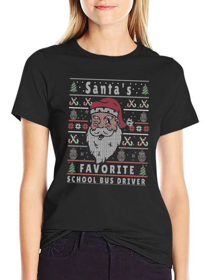 Santas Favorite School Bus Driver Ugly Christmas T-Shirt