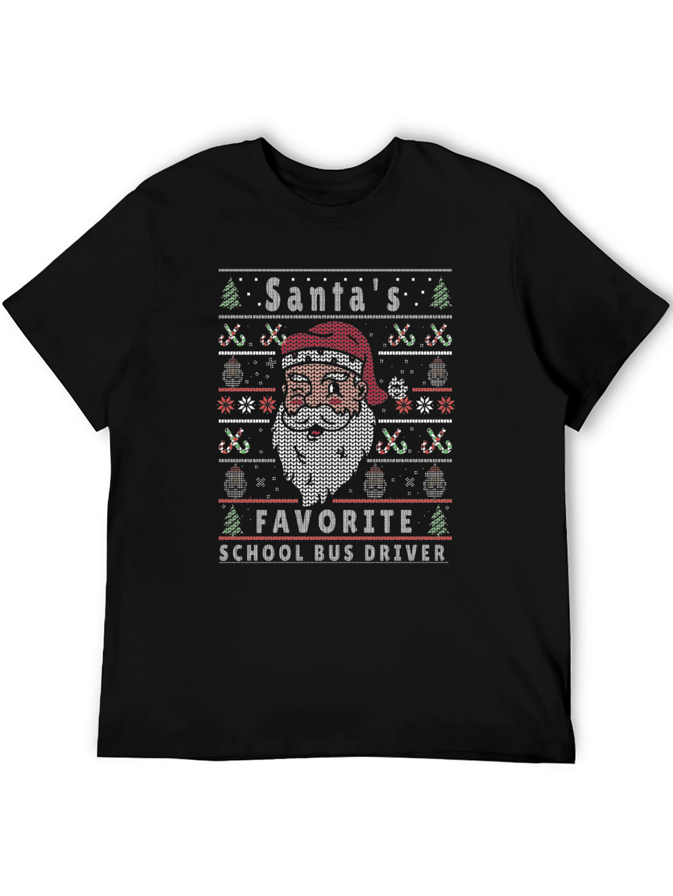 Santas Favorite School Bus Driver Ugly Christmas T-Shirt