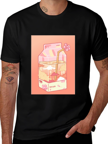Kawaii Milk Carton Graphic Tee - Anime Aesthetic
