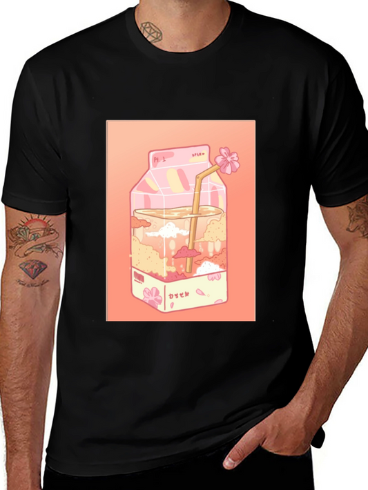 Kawaii Milk Carton Graphic Tee - Anime Aesthetic