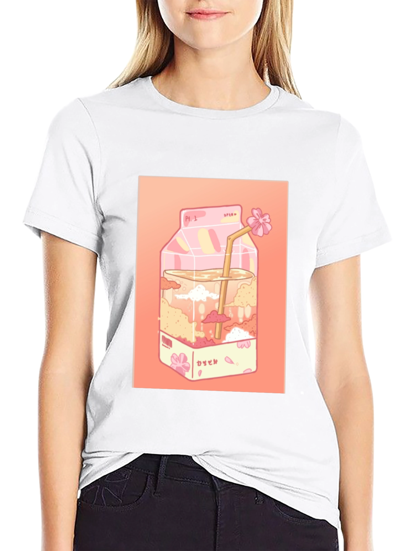 Kawaii Milk Carton Graphic Tee - Anime Aesthetic